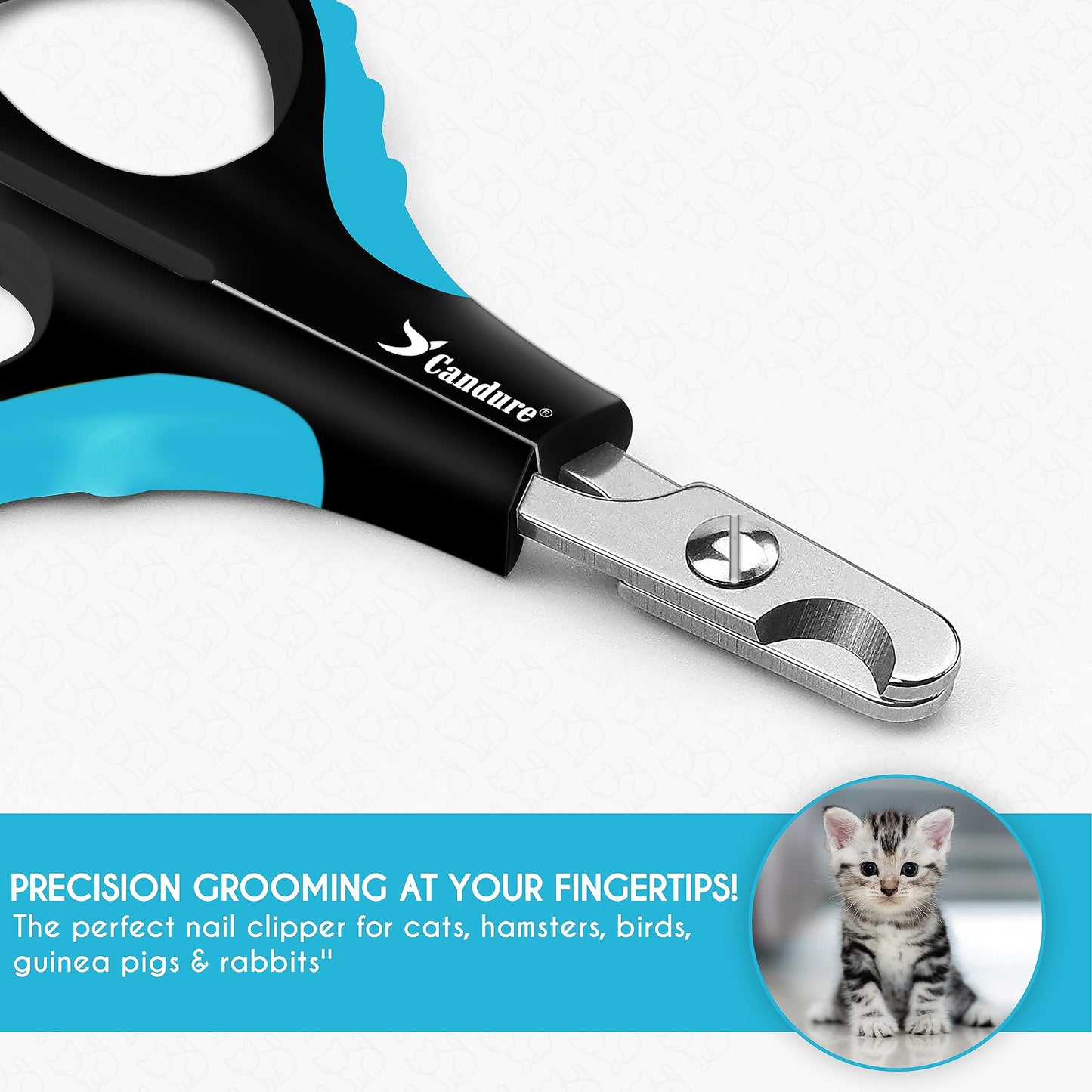 Candure Profi Krallenschere für Hunde und Katzen mit Nagelfeile Edelstahl Krallenzange Hohe Qualität Krallenpflege Schneider für Haustiere Nagelknipser groß Mit Sicherheitsschutz 6" Zoll