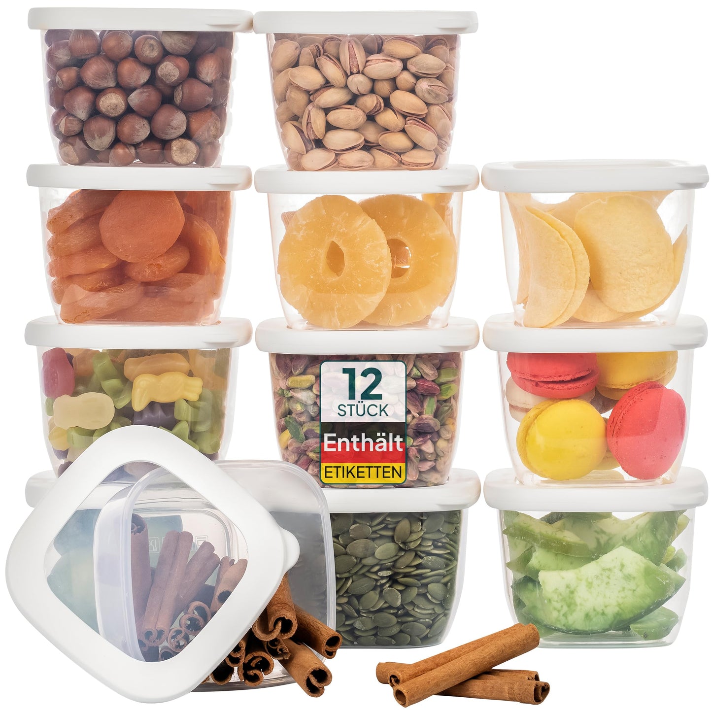 uandu Vorratsdosen mit Deckel Luftdicht - 12er Vorratsbehälter Set | Aufbewahrungsbox Küche Aufbewahrung & Organisation | BPA Frei | Küchen Organizer | Vorratsdosen für alle trockenen Lebensmittel