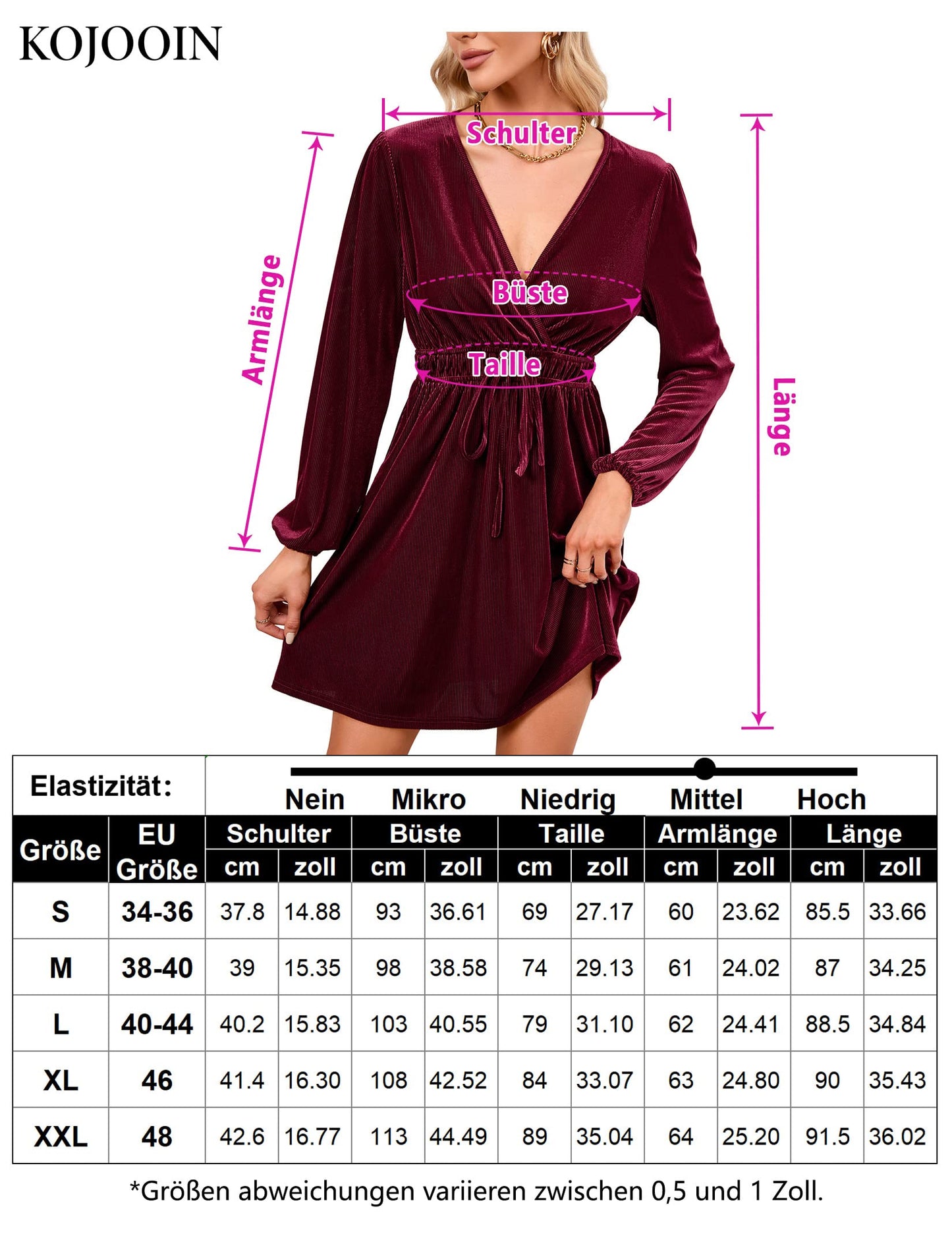 KOJOOIN Damen Samtkleid Causal Velvet Retro Kleid Elegant Abendkleid Sexy V Ausschnitt Partykleid Cocktailkleid Winterkleid(MEHRWEG-Verpackung)