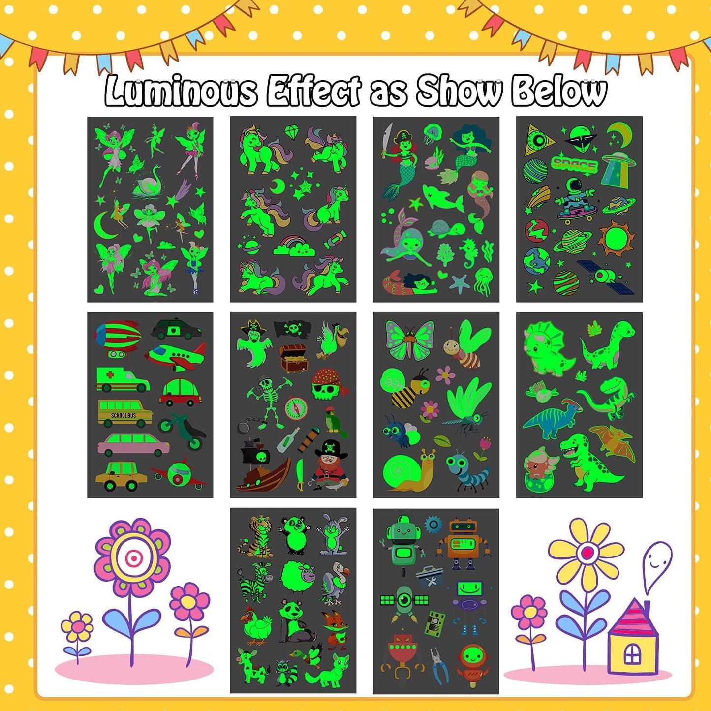 Leesgel Tattoo Children Boys Girls Pack of 140 Bright Mixed Stickers Children's Tattoo Stickers Party Bags Children's Birthday Party Favours Birthday Decoration Gifts Party Decoration