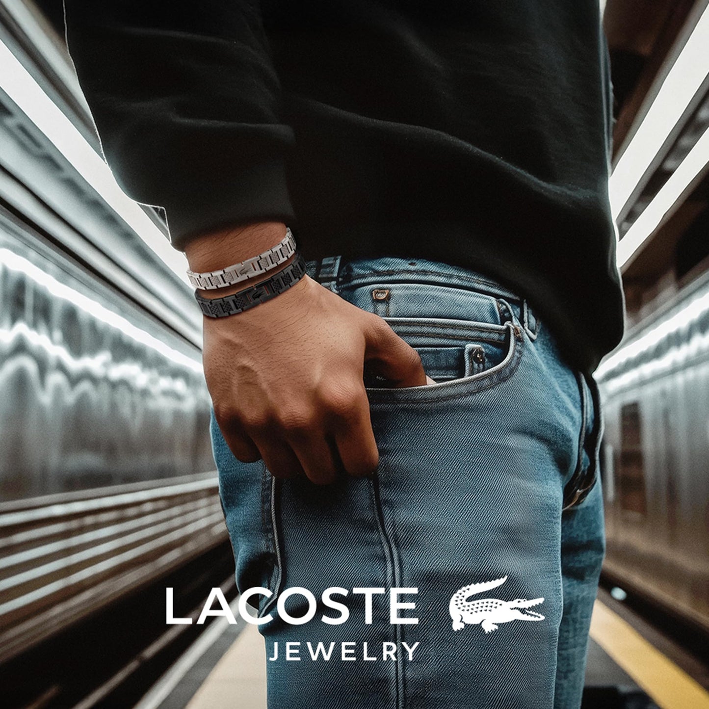 Lacoste Armband mit Knebelverschluss Kollektion METROPOLE Verziert mit petit piqué Muster - Erhältlich für ihn und sie