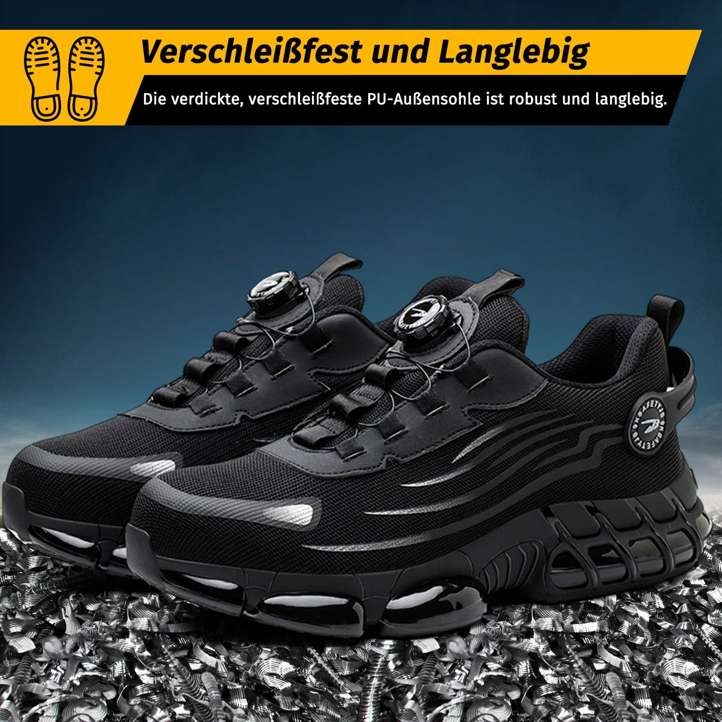 FOGOIN Sicherheitsschuhe Herren S3 Explorer 3.0 Sportliche Arbeitsschuhe Leicht Trends Drehknopf Anti-Smash und Anti-Punktur Arbeit Versicherung Schuhe Unisex