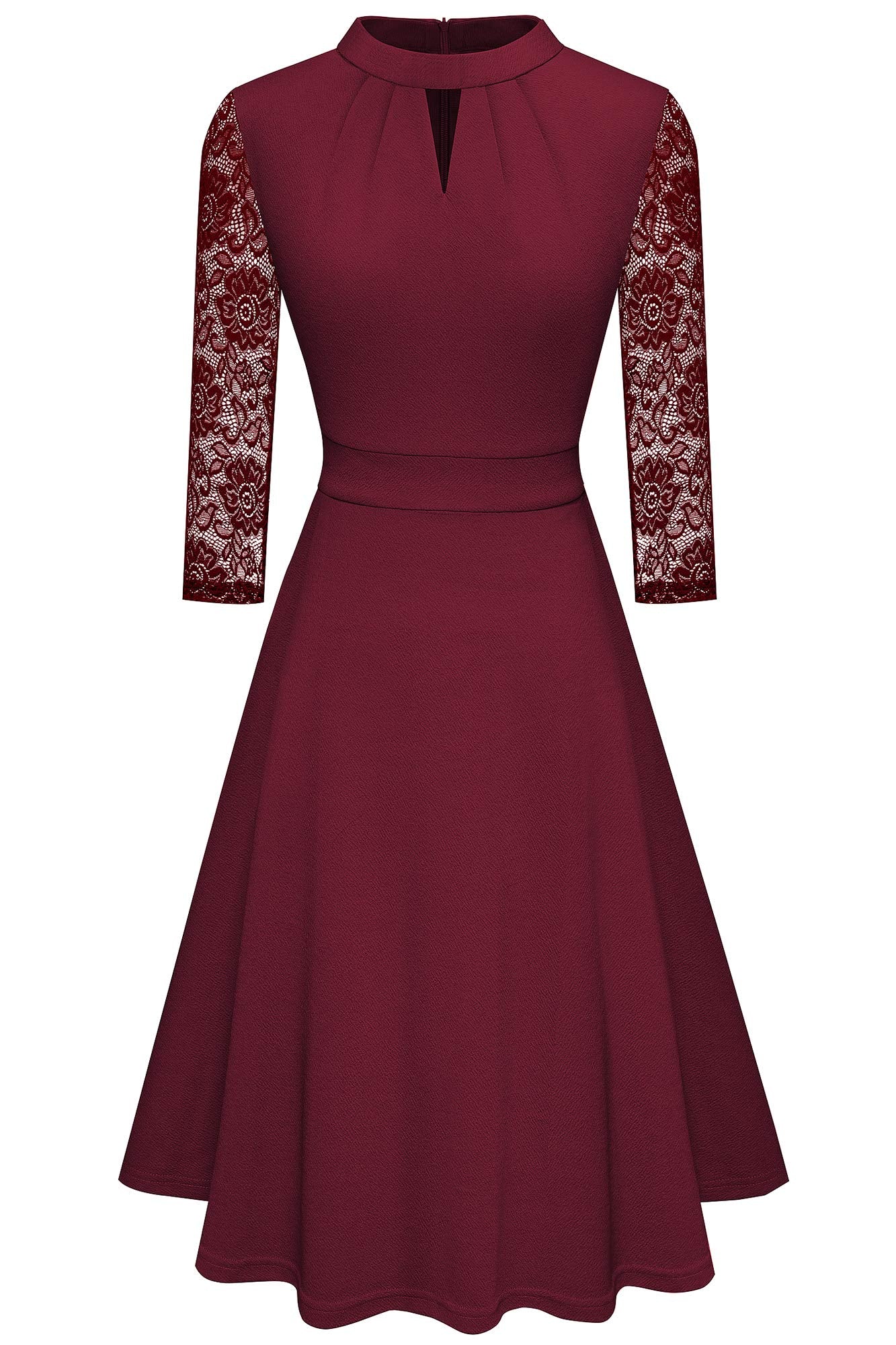 HOMEYEE Damen Elegant Hollow Out Spitze Swing Retro Party Cocktailkleid A234