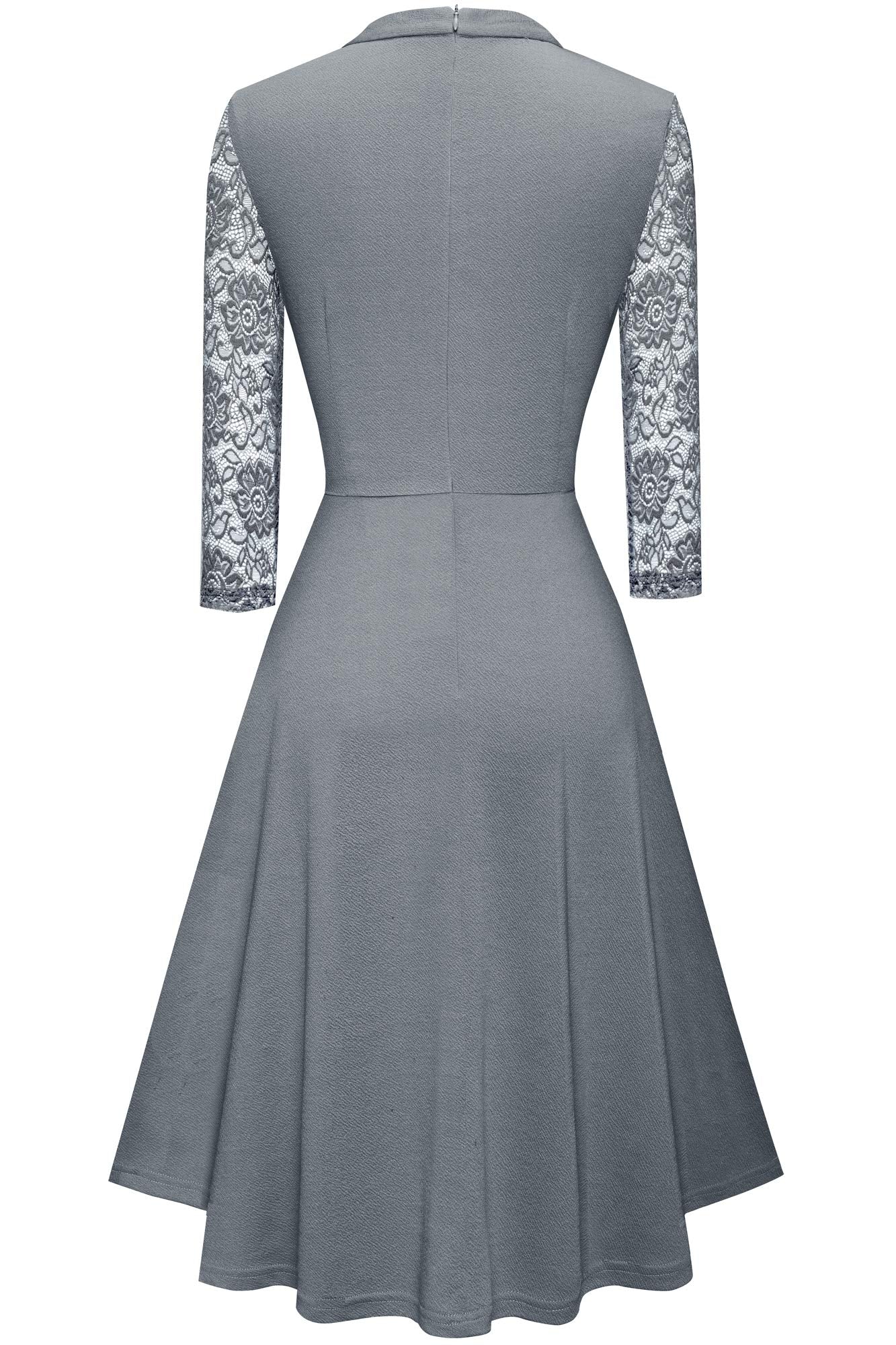 HOMEYEE Damen Elegant Hollow Out Spitze Swing Retro Party Cocktailkleid A234