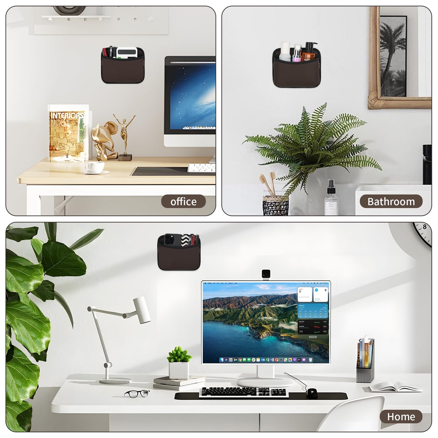 PU Leather Car Side Bag Organiser, Universal Car Bag Mobile Phone Holder for Car, Car Seat Gap Filler Storage Accessories Organiser for Car Door, Console (Black)