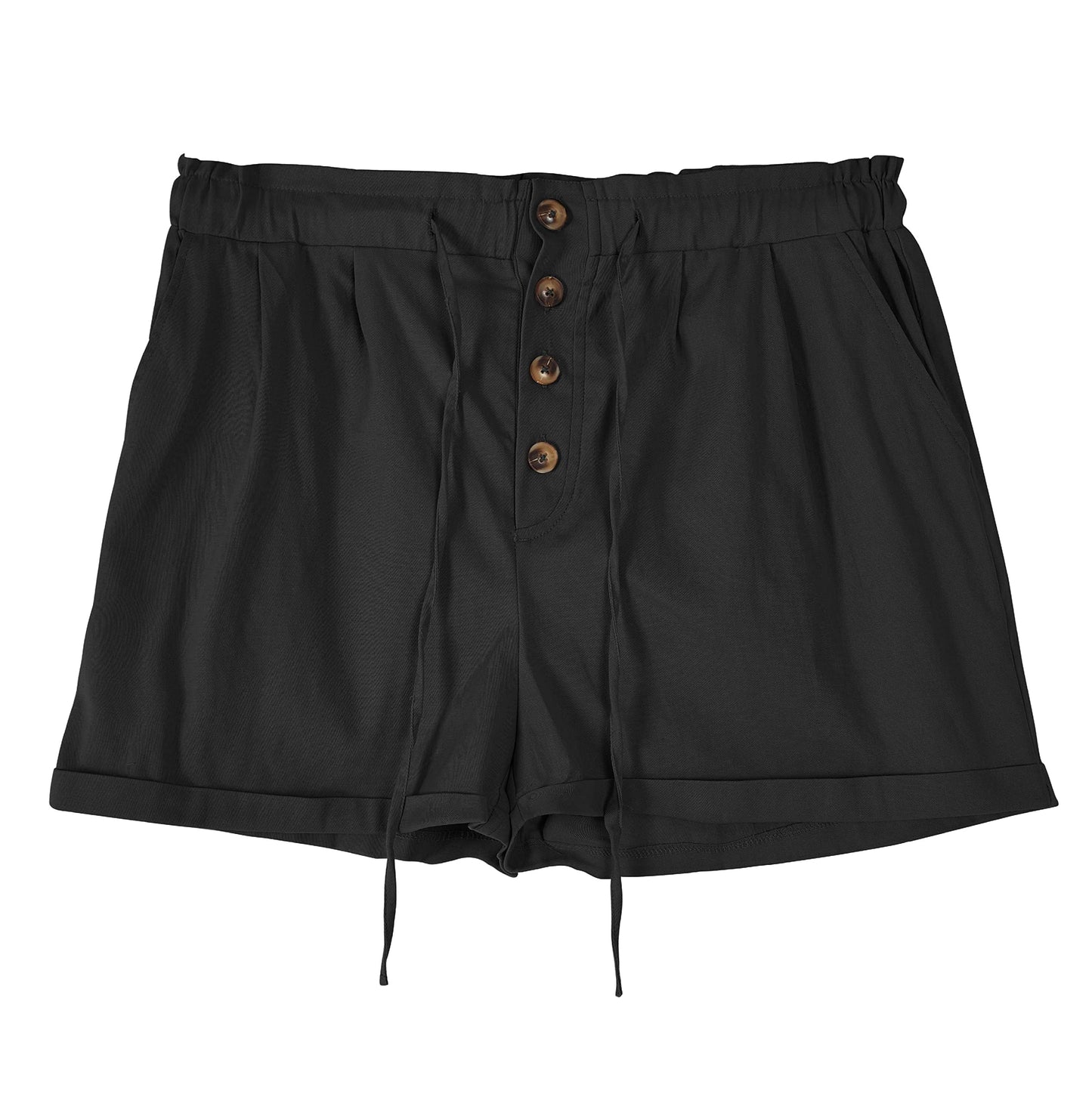 Damen Shorts Hohe Taille Paperbag Kurze Hose Lose A Linie Sommerhose mit Weiten Beinen