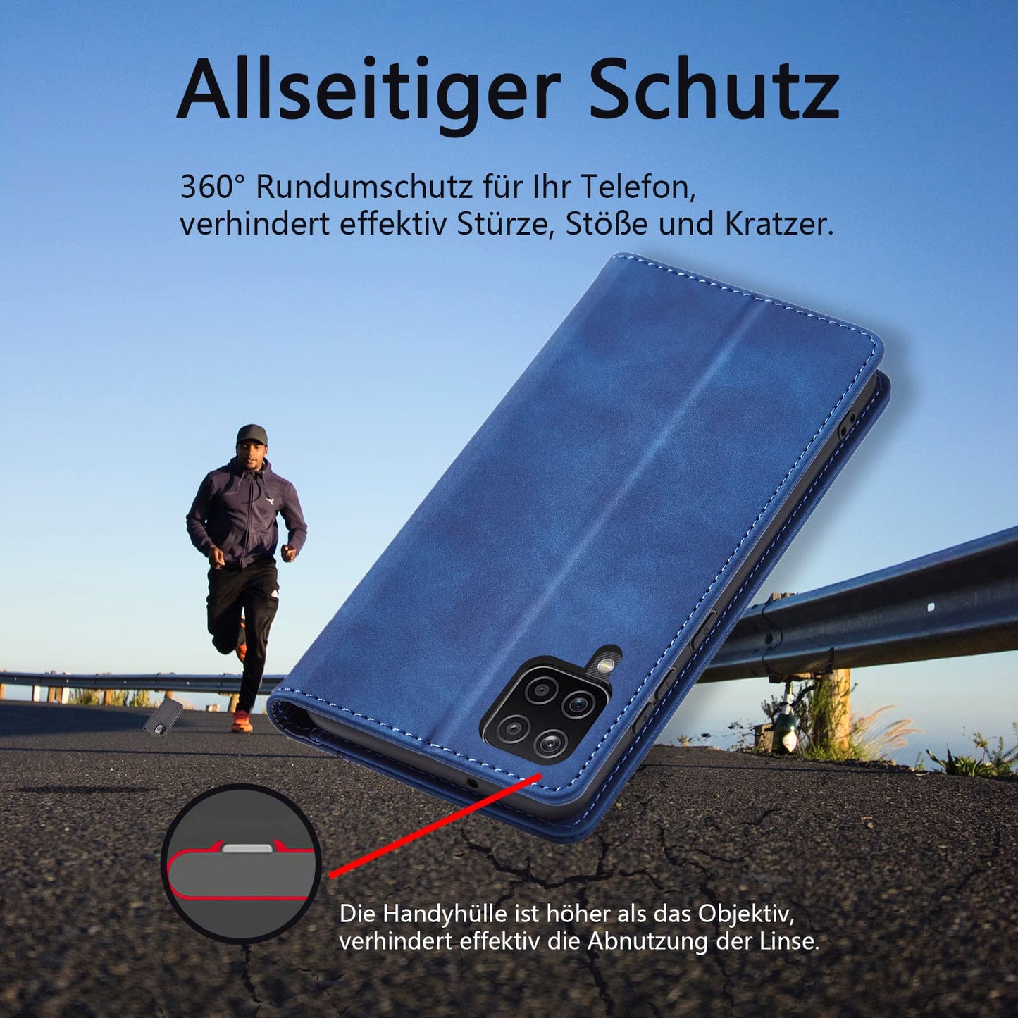 S. Dawezo Hülle für Samsung Galaxy S22 Plus, Premium Leder magnetische Handyhülle mit Ständer, Kartenfach und Brieftasche, Shock Absorbing, kompatibel mit Samsung S22 Plus-Kaffee
