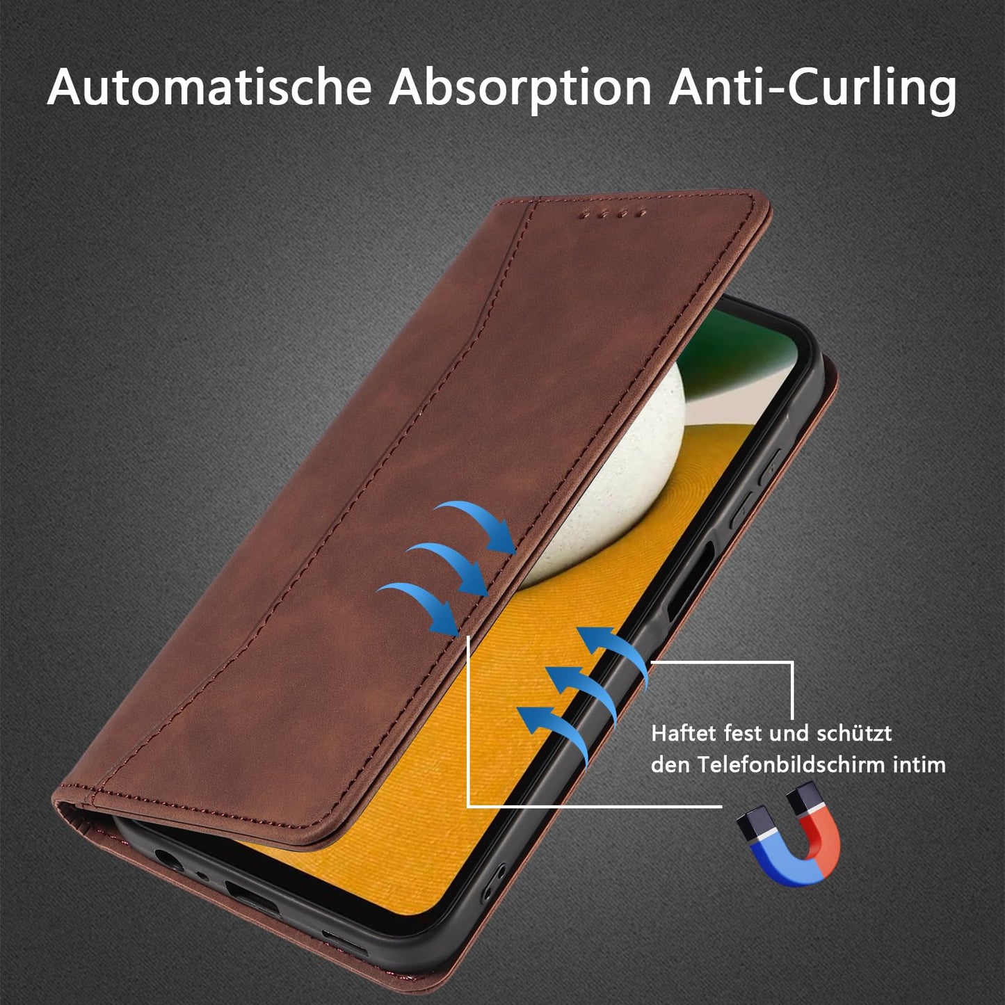 S. Dawezo Hülle für Samsung Galaxy S22 Plus, Premium Leder magnetische Handyhülle mit Ständer, Kartenfach und Brieftasche, Shock Absorbing, kompatibel mit Samsung S22 Plus-Kaffee