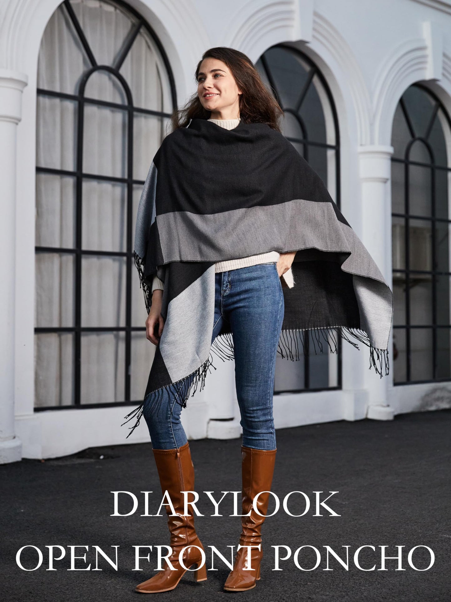 DiaryLook Damen Poncho Schal Winter Cardigan Übergroße Cape Elegant Poncho Für Frauen Umhang Damen Warm Geschenk Für Mutter