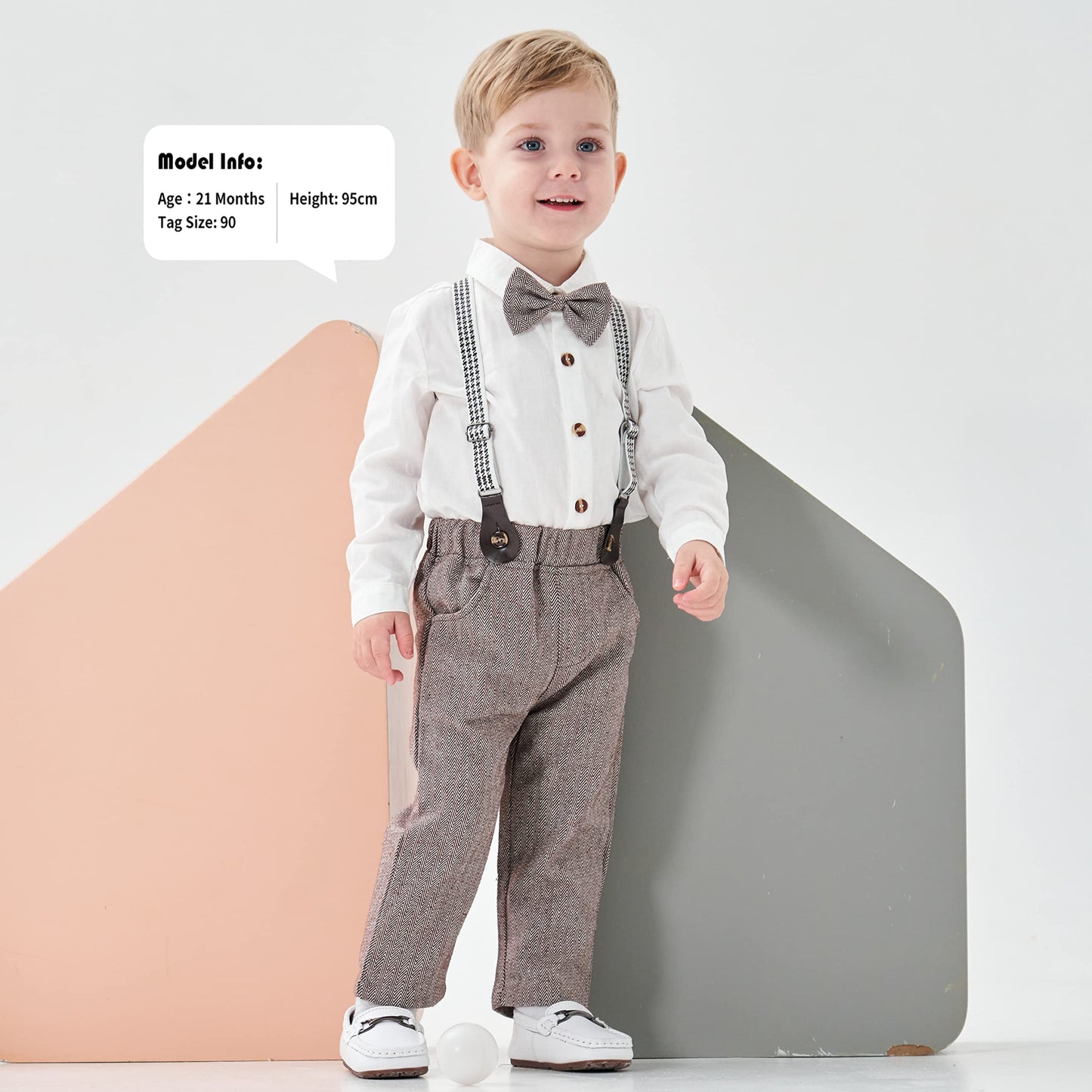 Volunboy Baby Jungen Anzug Set Bekleidung Hemd mit Fliege + Hosenträger Hosen Strampler Anzug