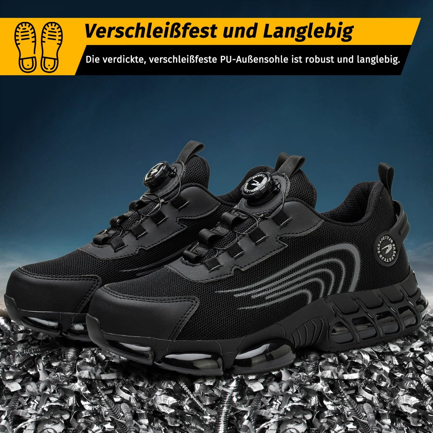 FOGOIN Sicherheitsschuhe Herren S3 Explorer 3.0 Sportliche Arbeitsschuhe Leicht Trends Drehknopf Anti-Smash und Anti-Punktur Arbeit Versicherung Schuhe Unisex
