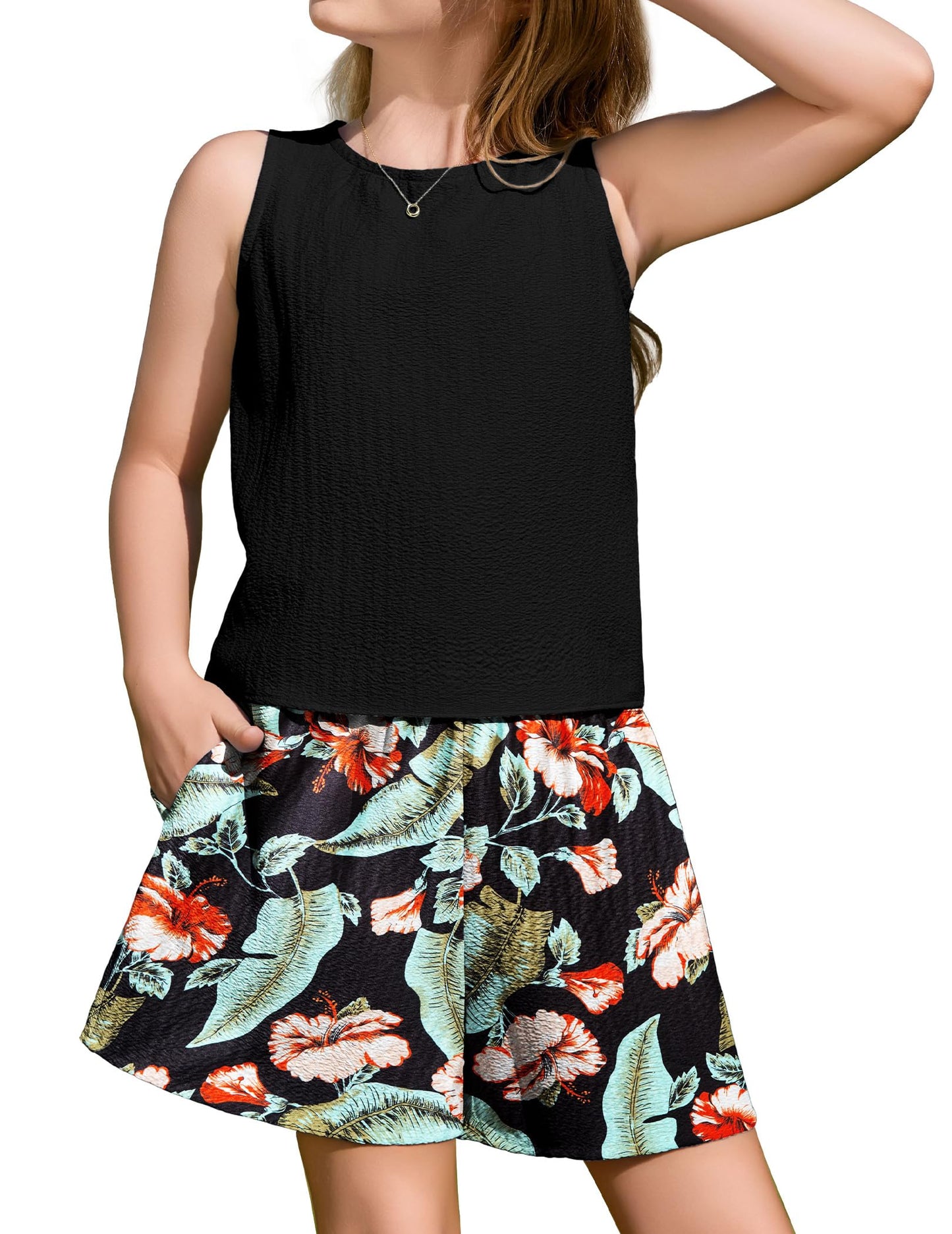 Arshiner Bekleidungssets Mädchen Sommer Lässige Mode Kinder Zweiteilig Kleidung Sets Shorts Einfarbig Tanktop und Shorts Sets Kinder 2-teiliges Strand-Outfits 5-13 Jahre