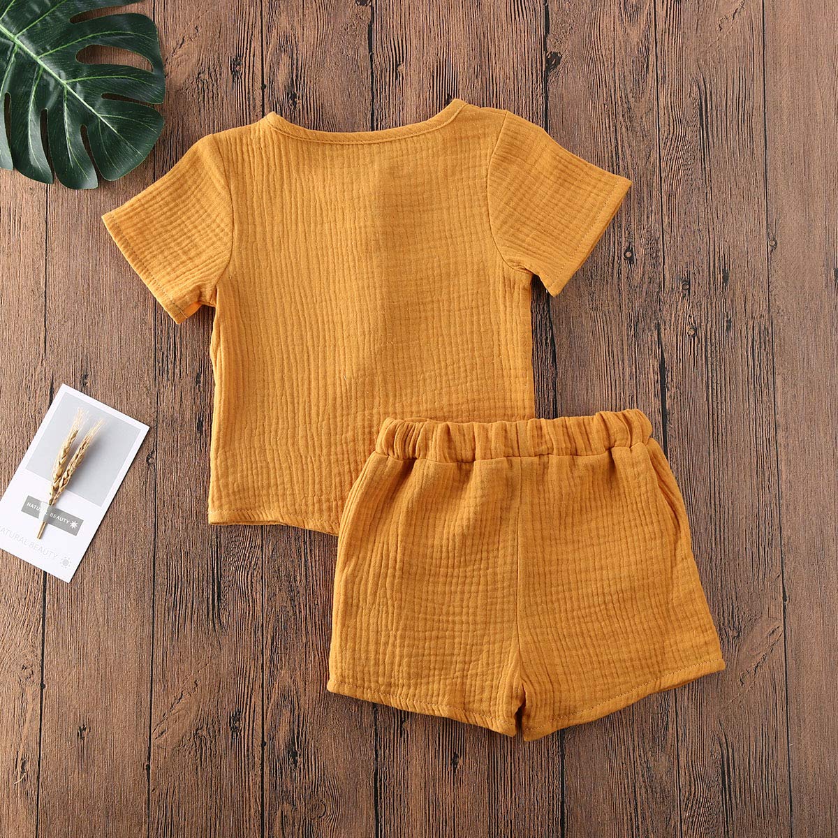 Geagodelia Babykleidung Set Baby Jungen Mädchen Kleidung Outfit T-Shirt Top + Hose Shorts Neugeborene Weiche Einfarbige Babyset T-47740