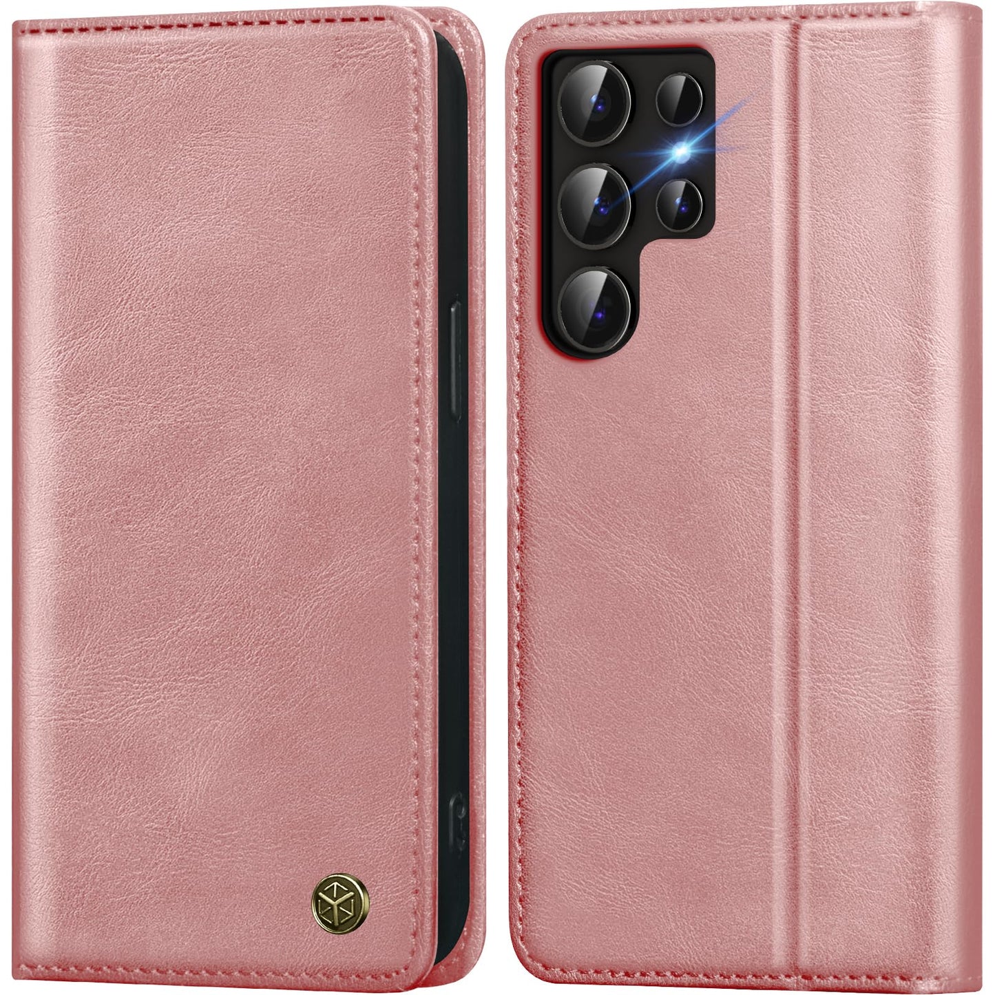 GUCASBE Handyhülle für Samsung Galaxy S24 Ultra Hülle, Premium Lederhülle Klappbar Flip Case RFID Schutzhülle Kartenfach Standfunktion Klapphülle Handytasche für Samsung Galaxy S24 Ultra - Schwarz