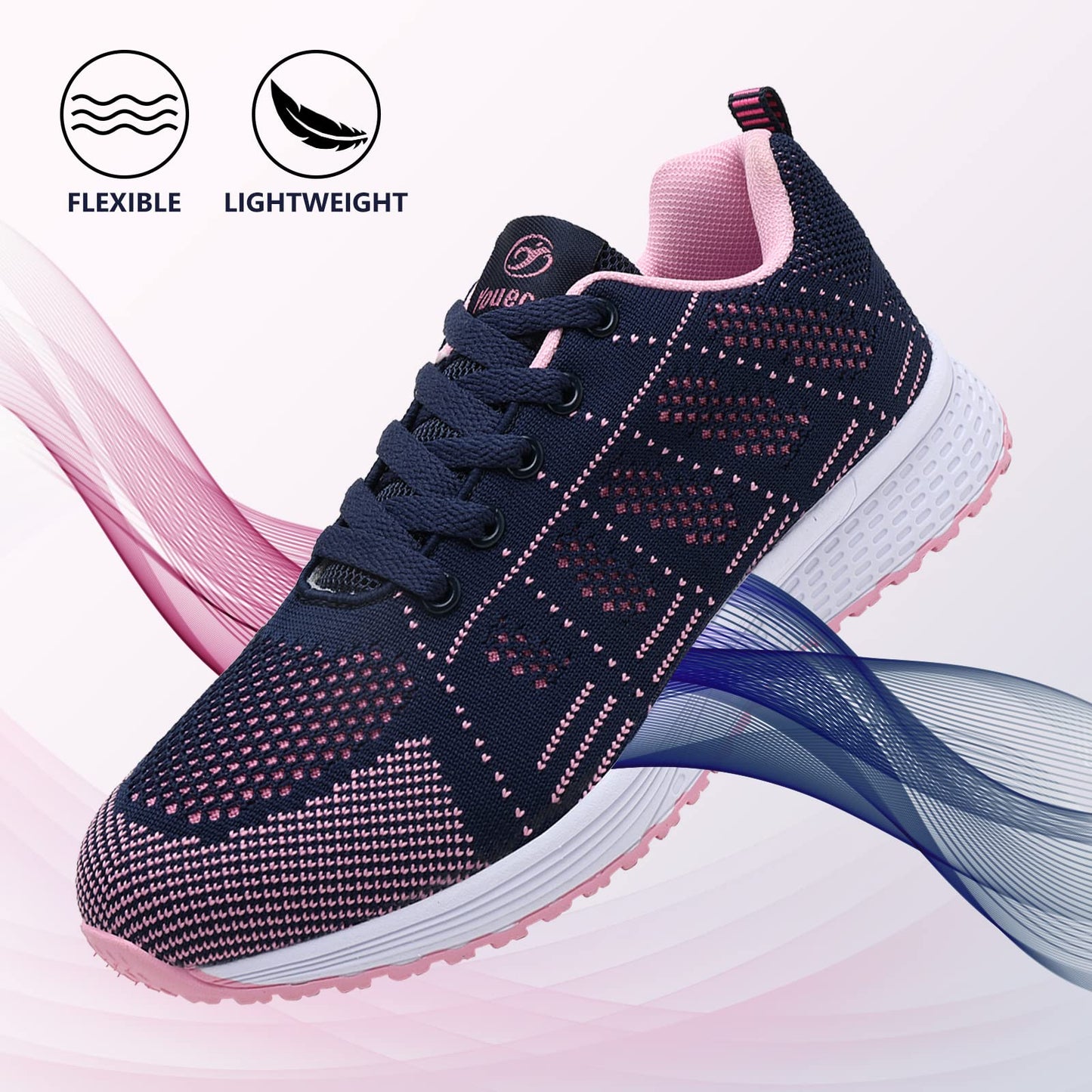 ANBIWANGLUO Damen Turnschuhe Sportliche Laufschuhe Schnürschuhe Atmungsaktive Outdoor Cross Trainer zum Joggen