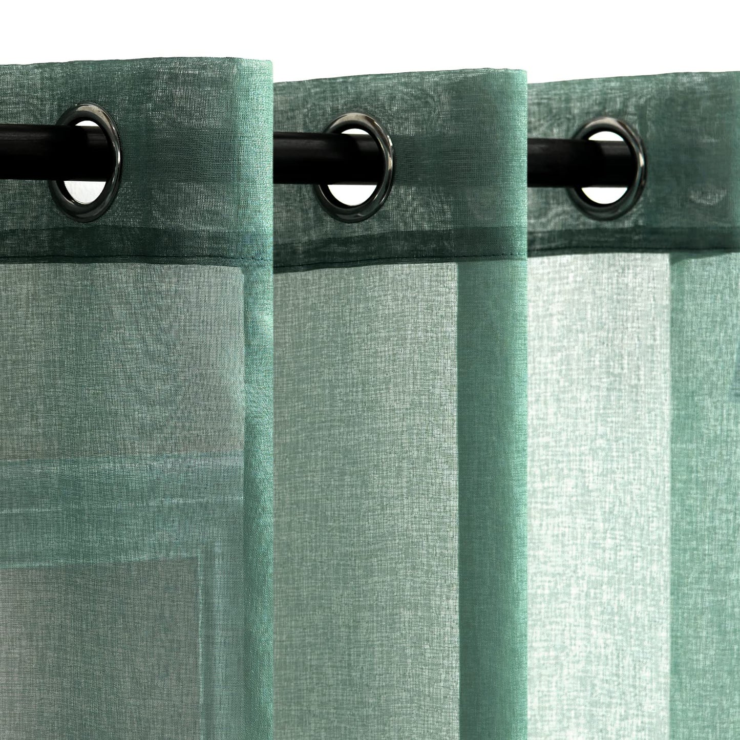 Woaboy Voile Curtains, Short Curtains, Transparent Living Room with Eyelets, Store Curtains for the Bedroom, Eyelet Curtain, Panel Curtain, Loop Curtains, Modern, Set of 2, 140 x 145 cm (W x H), Beige