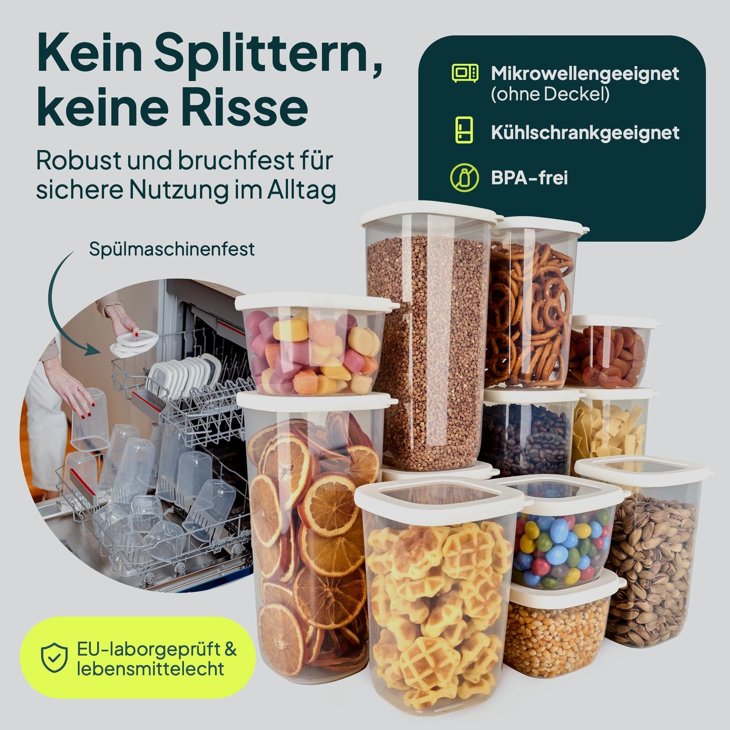 uandu Vorratsdosen mit Deckel Luftdicht - 12er Vorratsbehälter Set | Aufbewahrungsbox Küche Aufbewahrung & Organisation | BPA Frei | Küchen Organizer | Vorratsdosen für alle trockenen Lebensmittel
