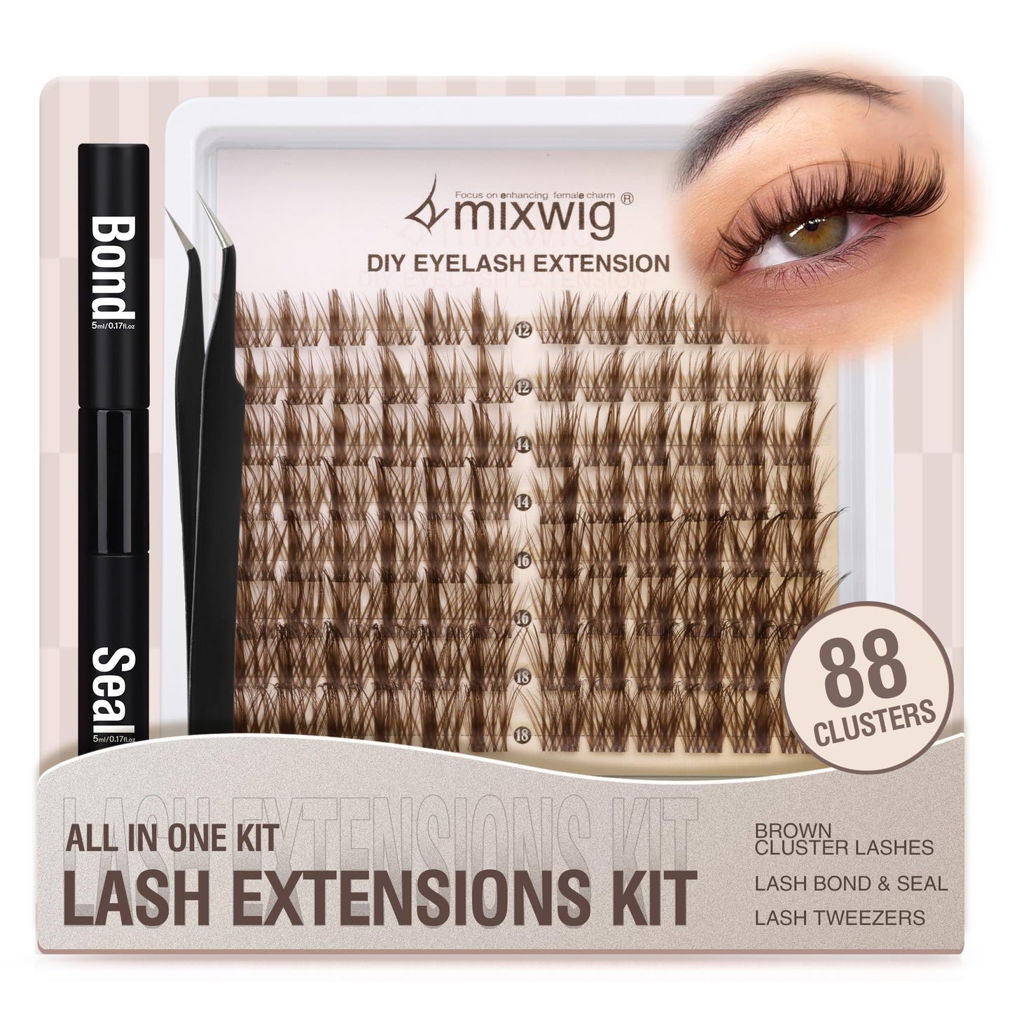 Wimpern Extensions Set Künstliche Wimpern Natürliche DIY Wimpernverlängerung Cluster Wimpern 16MM Individuelle Lashes Kit 40D Nerz Wimpern Fluffy mit Lash Bond und Seal Lash Tweezers