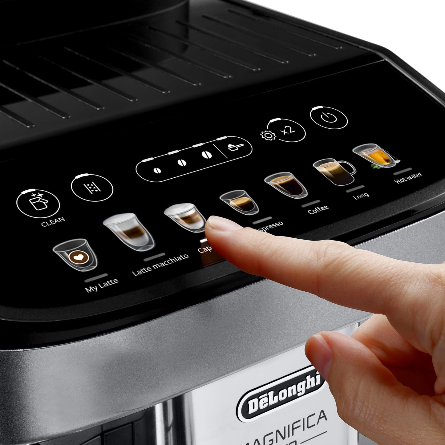 De'Longhi Magnifica Evo Next ECAM312.80.TB – Kaffeevollautomat mit 2,4'' TFT Farbdisplay & LatteCrema Milchsystem, 7 Direktwahltasten (Cappuccino, Espresso, Latte Macchiato), 2-Tassen-Funktion, Titan