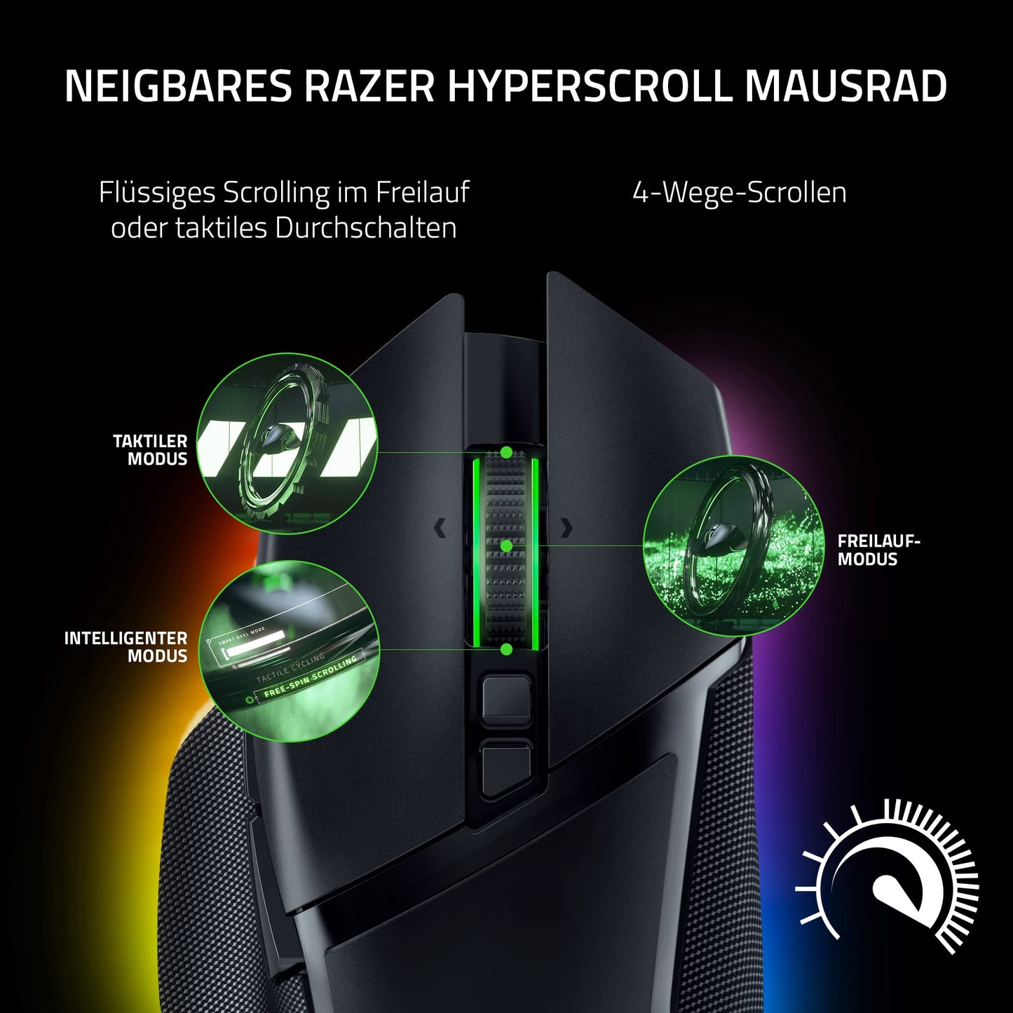 Razer Basilisk V3 - Kabelgebundene, anpassbare Gaming Maus mit Chroma RGB für PC/Mac (10+1 programmierbare Tasten, neigbares HyperScroll Mausrad, ergonomisches Design) Schwarz