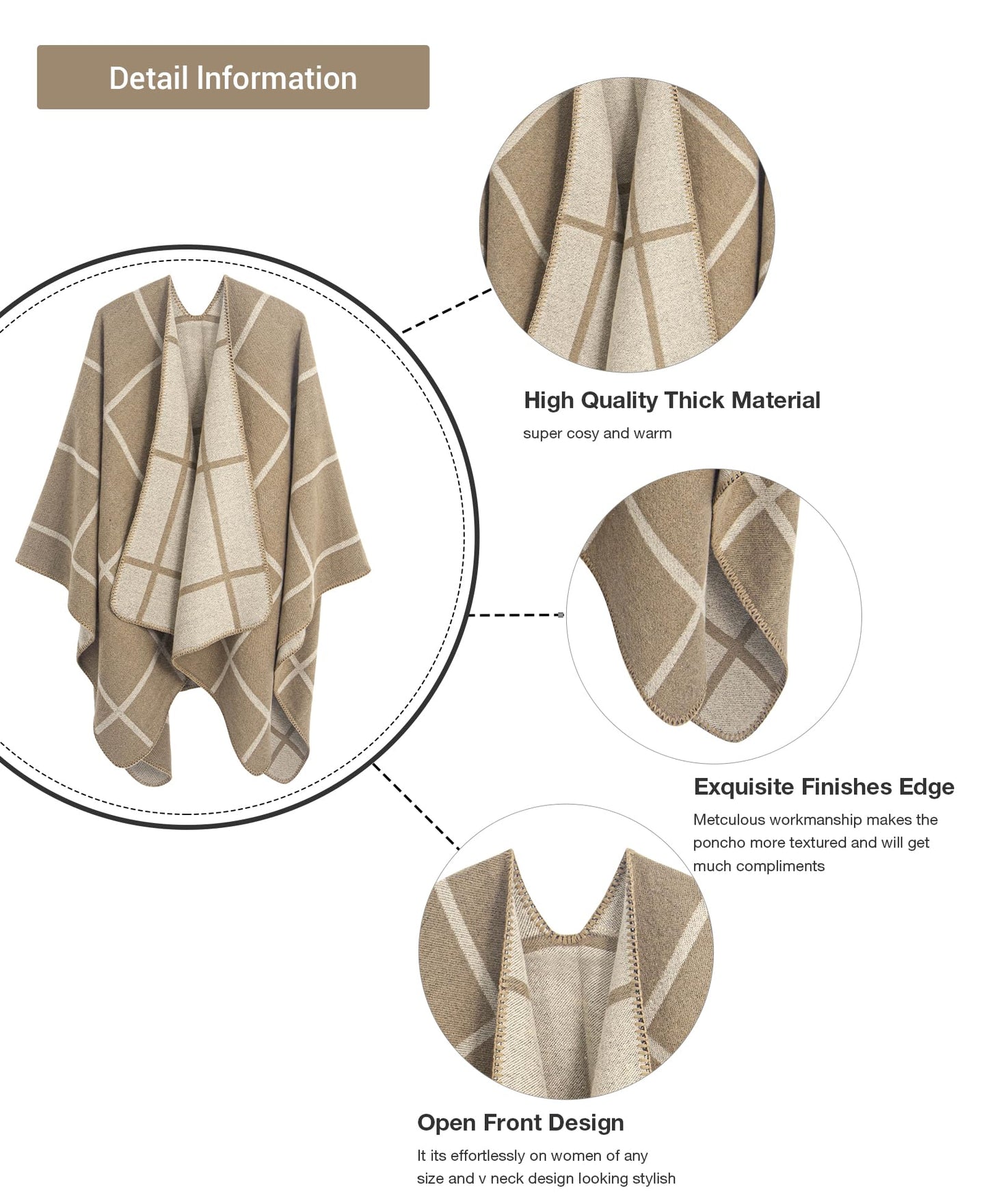 DiaryLook Damen Poncho Schal Winter Cardigan Übergroße Cape Elegant Poncho Für Frauen Umhang Damen Warm Geschenk Für Mutter