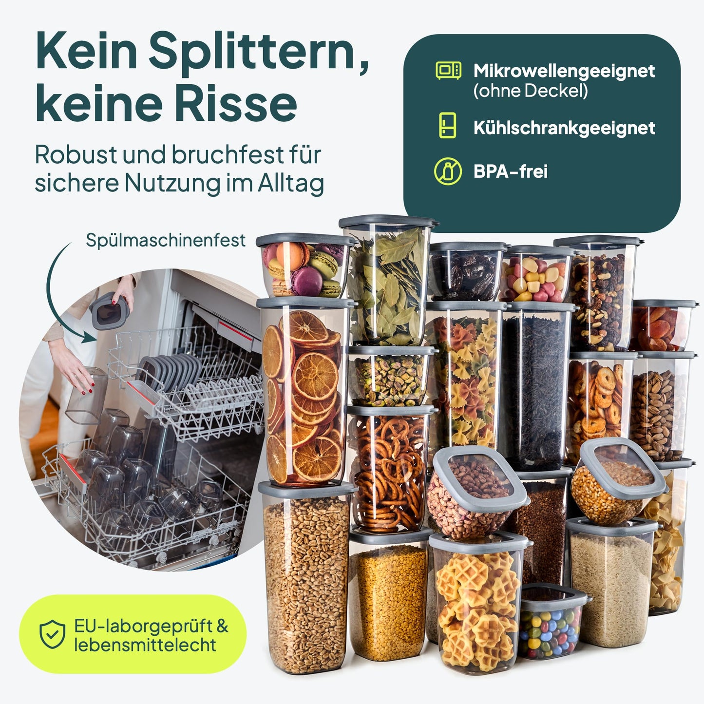 uandu Vorratsdosen mit Deckel Luftdicht - 12er Vorratsbehälter Set | Aufbewahrungsbox Küche Aufbewahrung & Organisation | BPA Frei | Küchen Organizer | Vorratsdosen für alle trockenen Lebensmittel