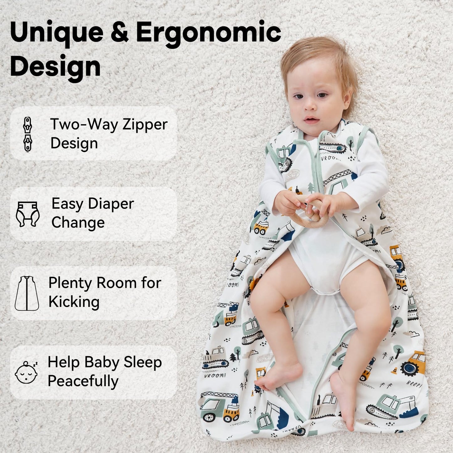 Unnivoll Schlafsack Baby 1.5 Tog Babyschlafsack 0-6 Monate 2er Pack Schlafsack Winter Herbst 67 cm für Jungen Mädchen Neugeborene Kaffee