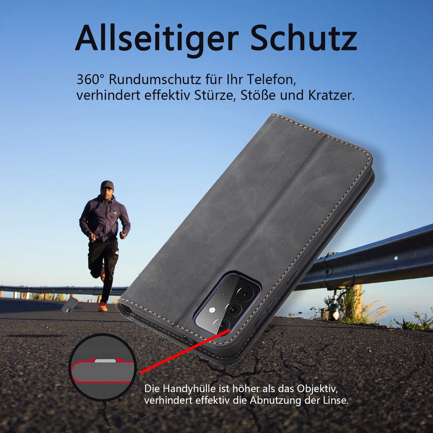S. Dawezo Hülle für Samsung Galaxy S22 Plus, Premium Leder magnetische Handyhülle mit Ständer, Kartenfach und Brieftasche, Shock Absorbing, kompatibel mit Samsung S22 Plus-Kaffee