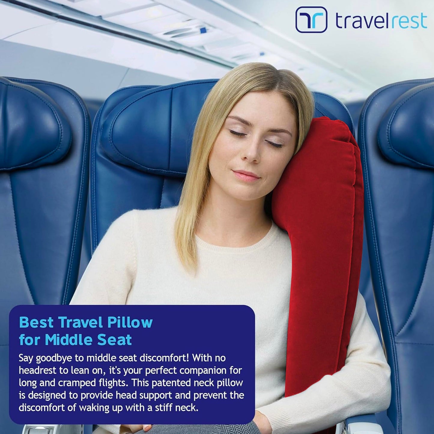 TRAVELREST Ultimatives Reisekissen für Nacken und Körper, Flugzeug- und Autositze, aufblasbar, platzsparend, zum Schlafen auf Langen Flügen, Nickerchen auf Roadtrips, für Reisen im Auto und Bus, blau
