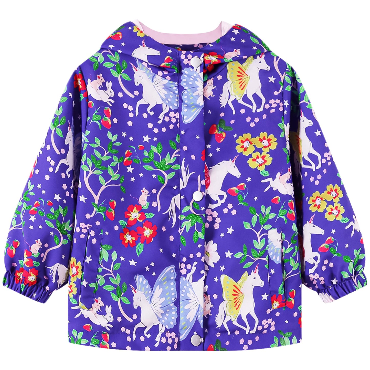 JinBei Children's Waterproof Jacket Children's Hooded Coat Windproof Jackets Long Sleeve Jacket Outdoor Lightweight Zip Coat for Boys & Girls Size 98-134