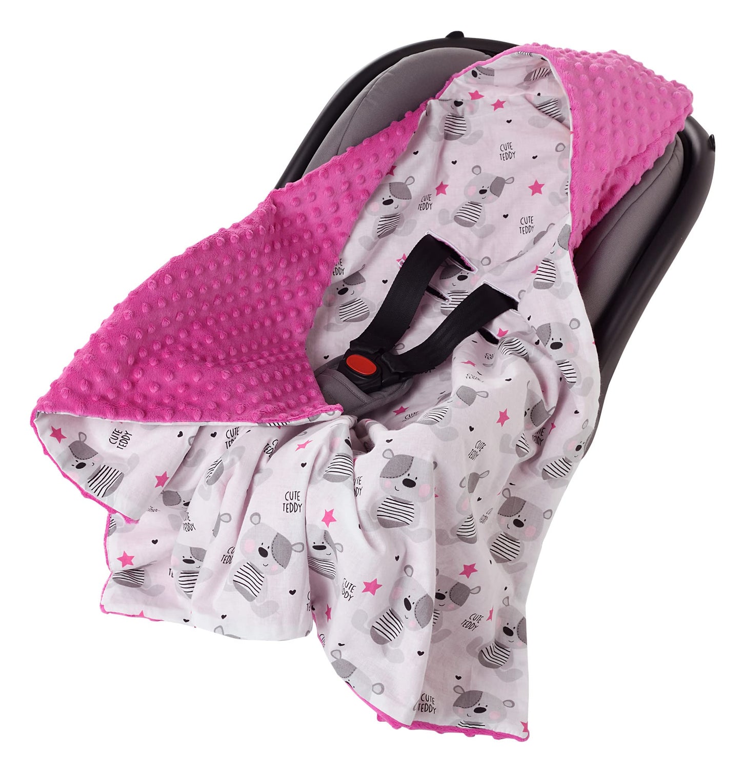 Medi Partners Einschlagdecke Baby Babyschale 100% Baumwolle für Sommer 85x85cm Kinderwagen Kuscheldecke universal Baby Decke Einschlagdecken Babydecke Buggy Autositz (weiße Sterne mit grauen Minky