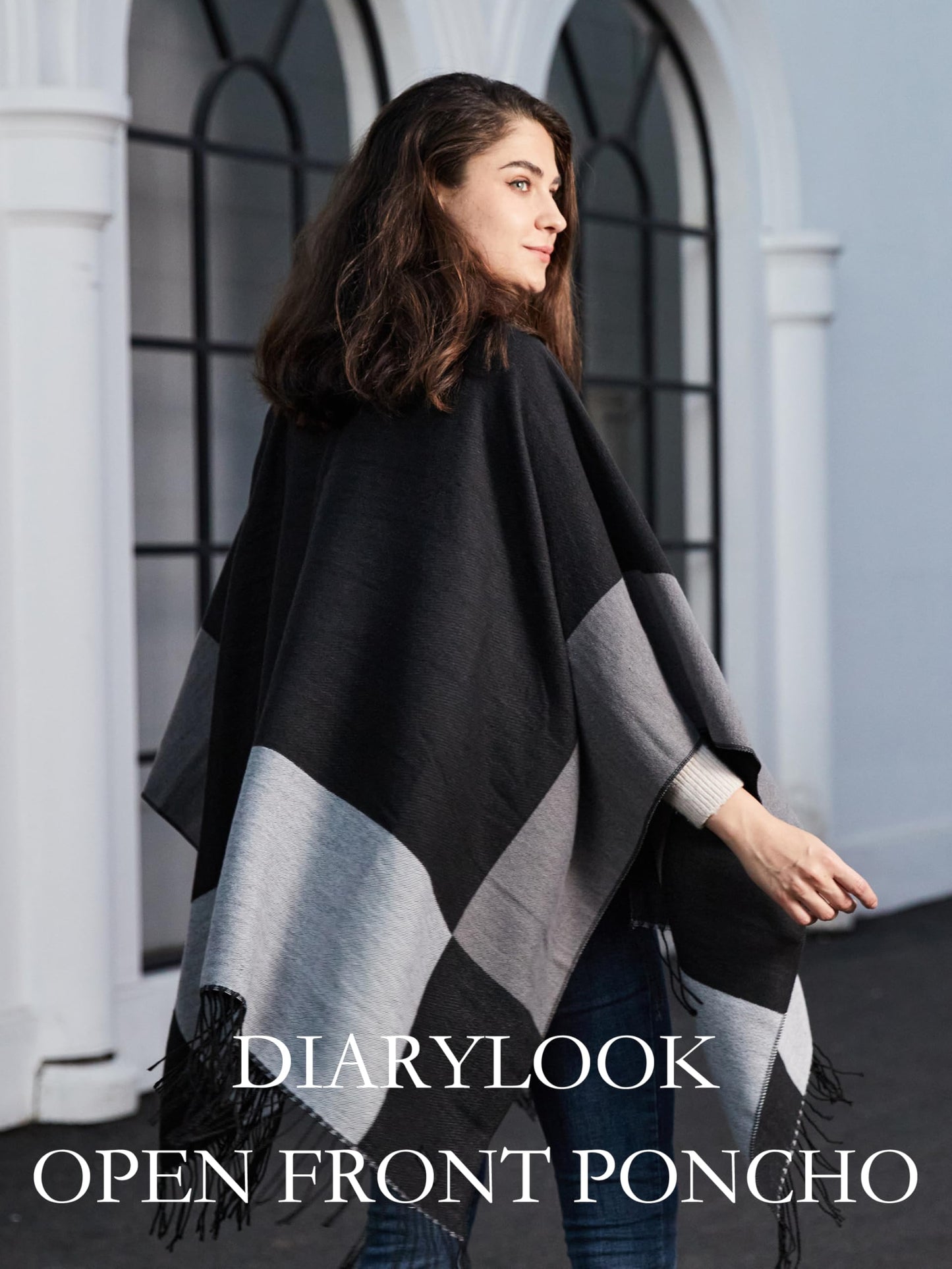 DiaryLook Damen Poncho Schal Winter Cardigan Übergroße Cape Elegant Poncho Für Frauen Umhang Damen Warm Geschenk Für Mutter