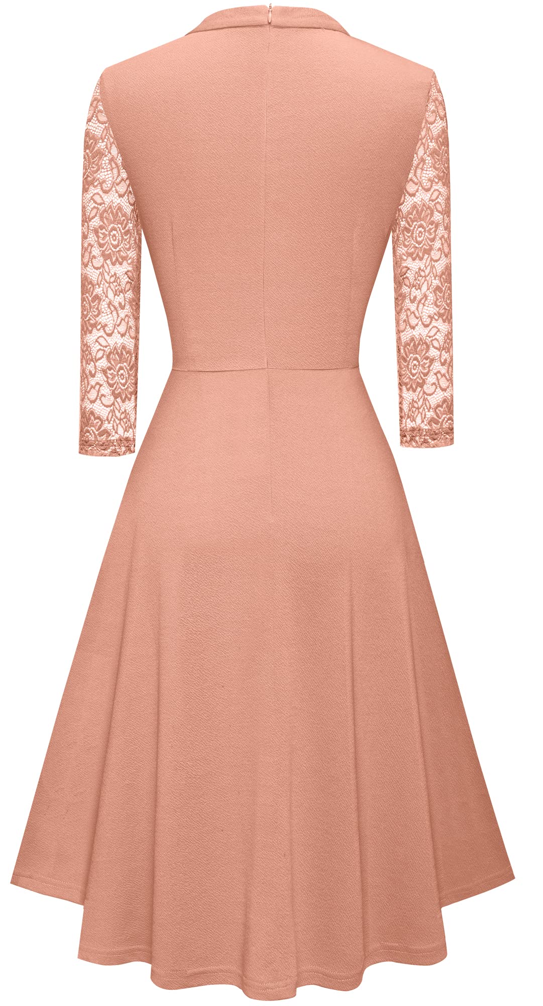HOMEYEE Damen Elegant Hollow Out Spitze Swing Retro Party Cocktailkleid A234