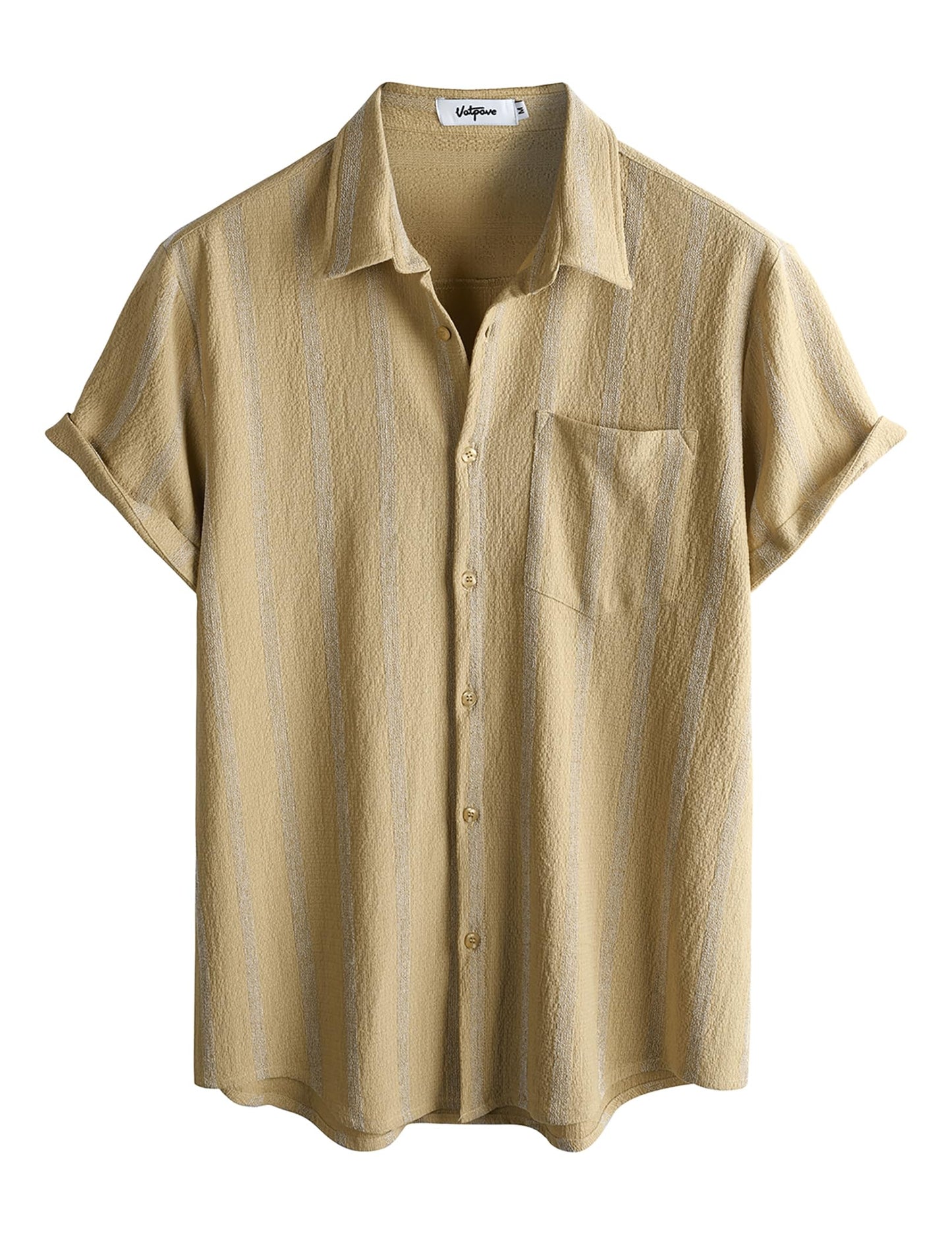 VATPAVE Herren Sommer Gestreifte Hemden Button Down Kurzarm Vintage Strand Hawaii Hemden mit Tasche