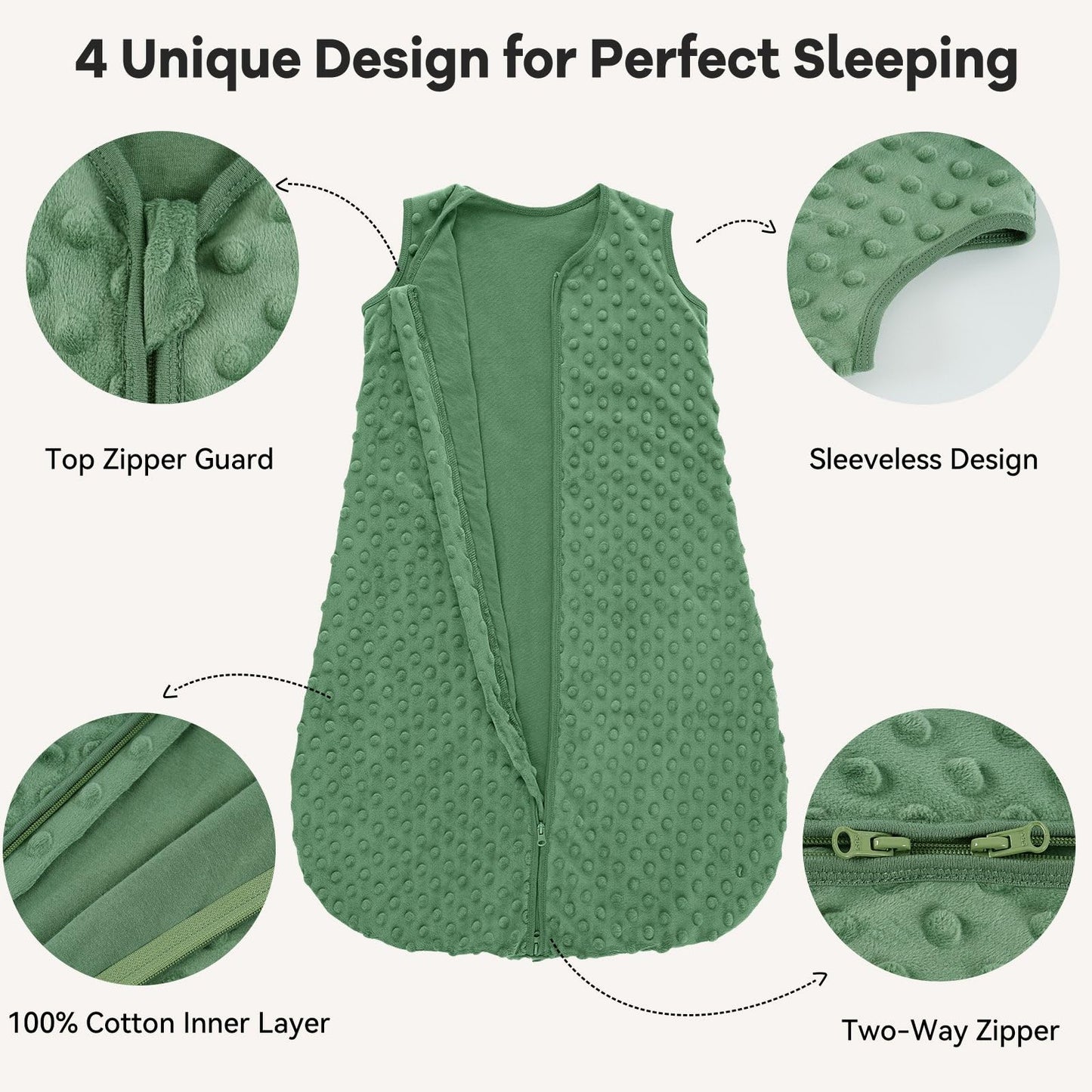 Unnivoll Schlafsack Baby 1.5 Tog Babyschlafsack 0-6 Monate 2er Pack Schlafsack Winter Herbst 67 cm für Jungen Mädchen Neugeborene Kaffee