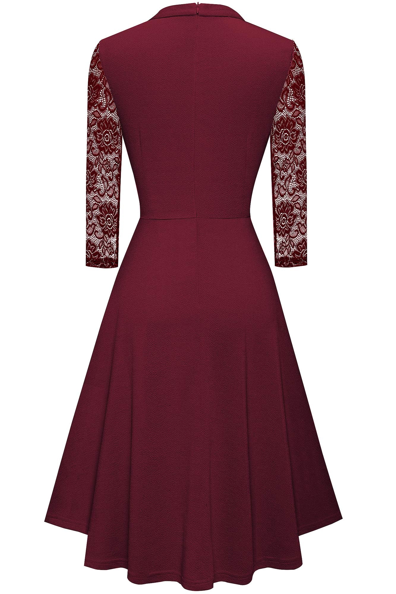HOMEYEE Damen Elegant Hollow Out Spitze Swing Retro Party Cocktailkleid A234