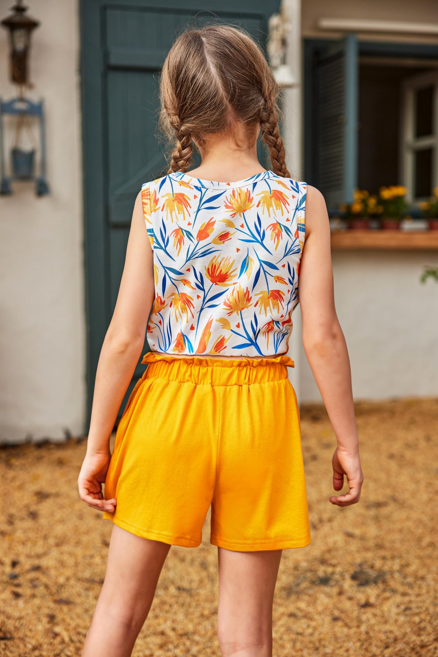 Arshiner Mädchen Tanktops mit Shorts Set Kinder Sommer Bekleidungssets Lässige Mode Ärmelloses T-Shirts Kleidung Sets für Mädchen