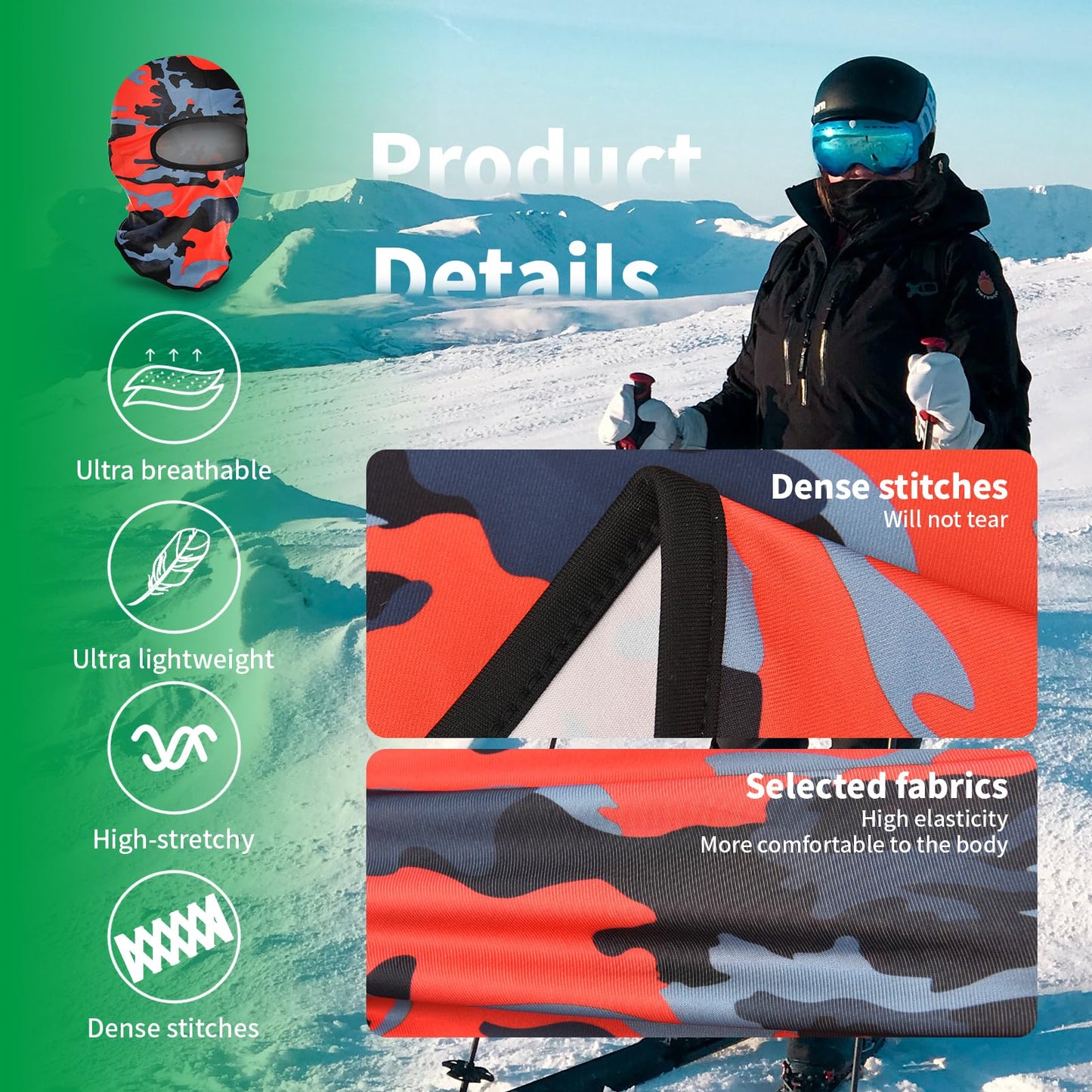 LONGKING Sturmhauben,Skimaske,Balaclava für Damen und Herren–UV-Schutz,Winddicht Warm,Motorradfahren,Snowboarden für Radfahren Outdoor Sports
