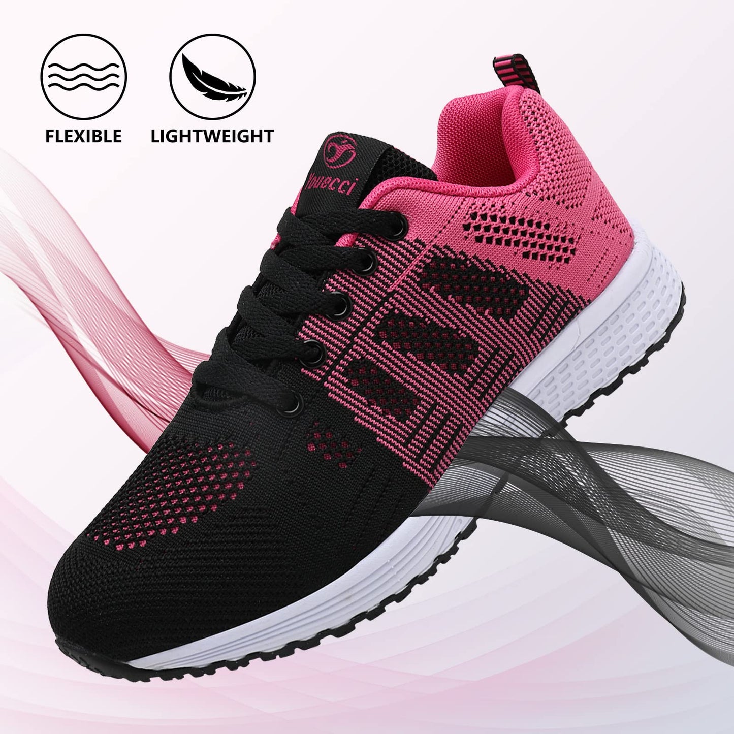 ANBIWANGLUO Damen Turnschuhe Sportliche Laufschuhe Schnürschuhe Atmungsaktive Outdoor Cross Trainer zum Joggen