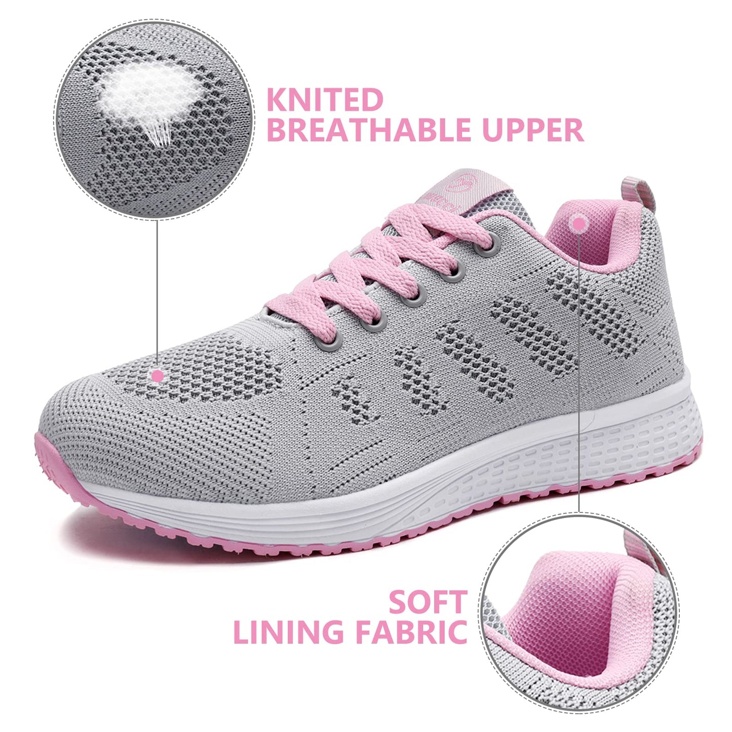 ANBIWANGLUO Damen Turnschuhe Sportliche Laufschuhe Schnürschuhe Atmungsaktive Outdoor Cross Trainer zum Joggen