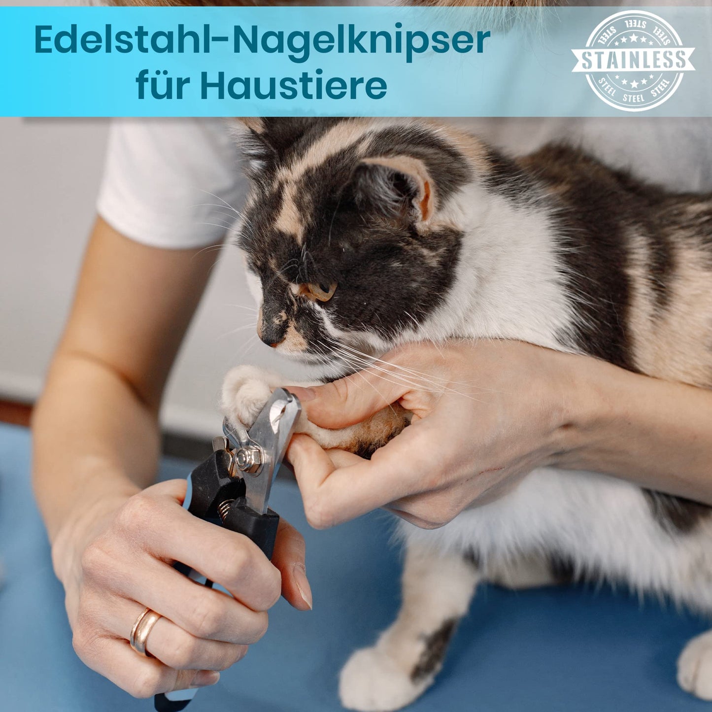 Candure Profi Krallenschere für Hunde und Katzen mit Nagelfeile Edelstahl Krallenzange Hohe Qualität Krallenpflege Schneider für Haustiere Nagelknipser groß Mit Sicherheitsschutz 6" Zoll