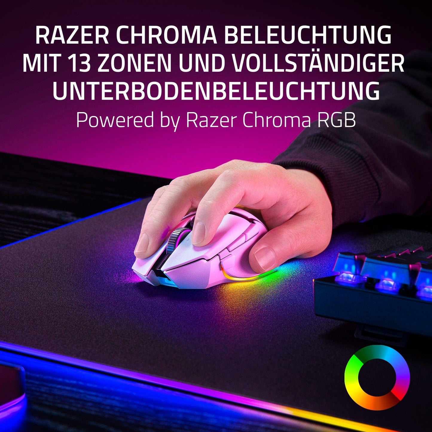 Razer Basilisk V3 - Kabelgebundene, anpassbare Gaming Maus mit Chroma RGB für PC/Mac (10+1 programmierbare Tasten, neigbares HyperScroll Mausrad, ergonomisches Design) Schwarz
