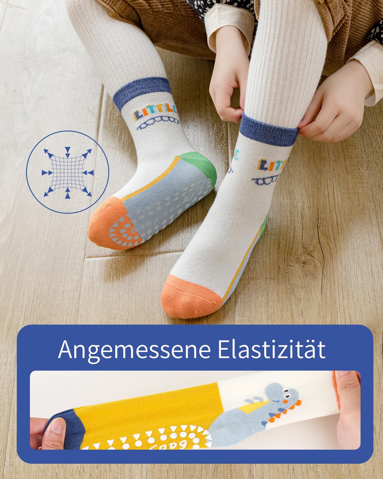 Kyopp 5 Paar Stoppersocken Kinder Baumwolle Socken Jungen Mädchen ABS Anti Rutsch Socken Tiermotive 25-37EU