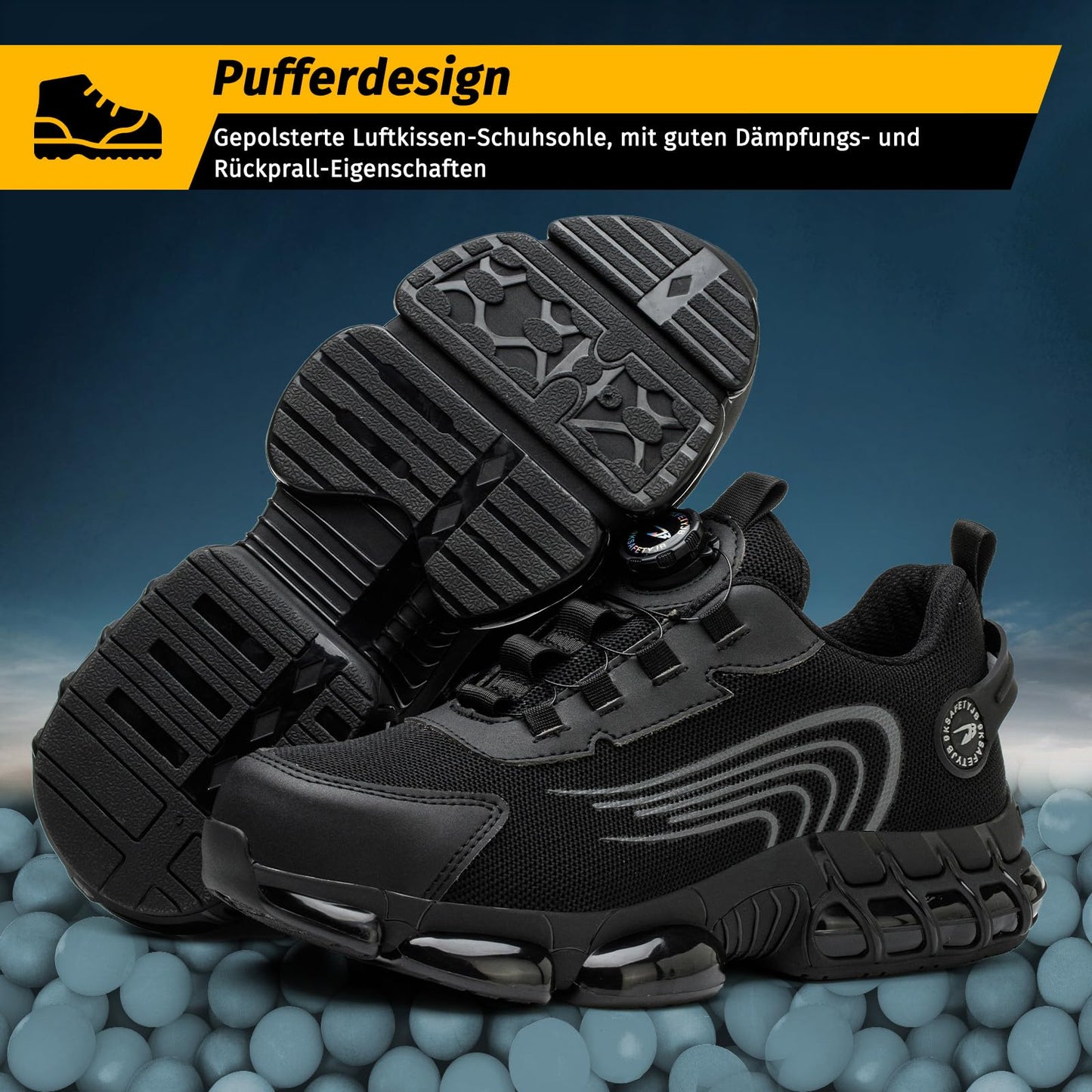 FOGOIN Sicherheitsschuhe Herren S3 Explorer 3.0 Sportliche Arbeitsschuhe Leicht Trends Drehknopf Anti-Smash und Anti-Punktur Arbeit Versicherung Schuhe Unisex