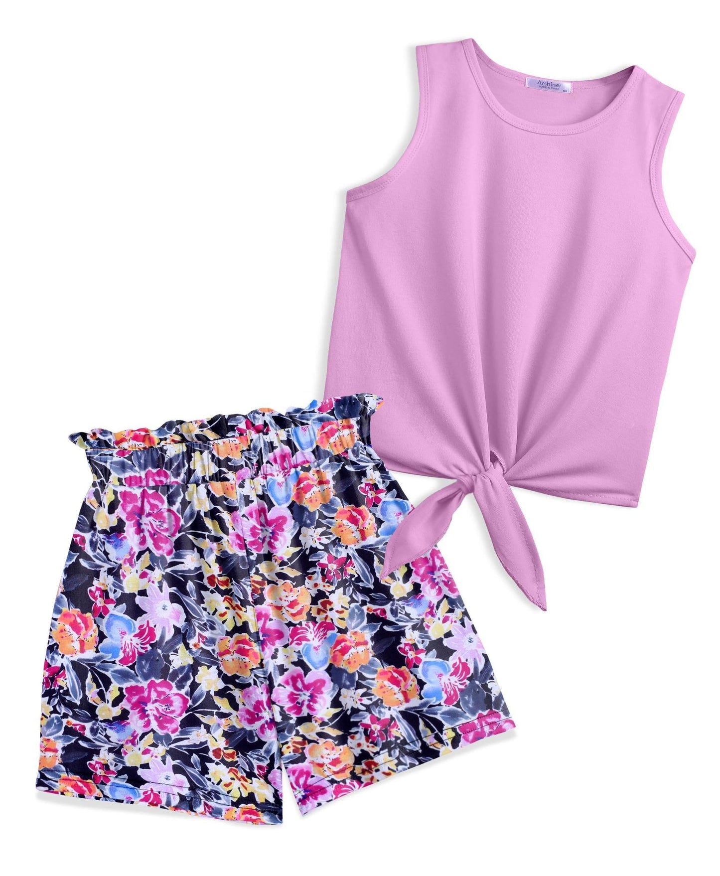 Arshiner Mädchen Tanktops mit Shorts Set Kinder Sommer Bekleidungssets Lässige Mode Ärmelloses T-Shirts Kleidung Sets für Mädchen
