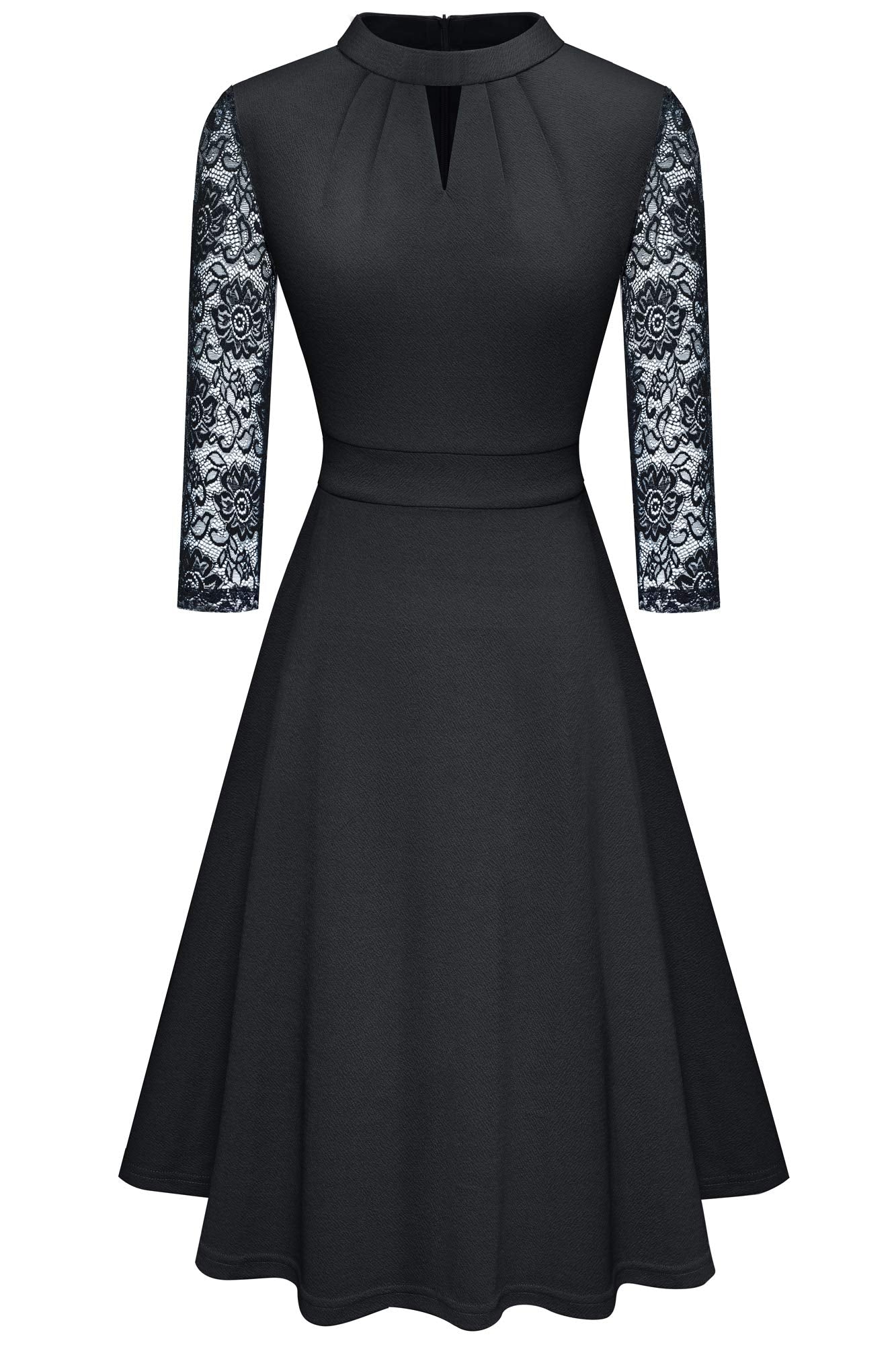 HOMEYEE Damen Elegant Hollow Out Spitze Swing Retro Party Cocktailkleid A234