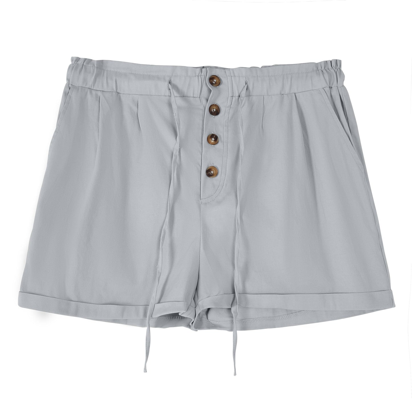 Damen Shorts Hohe Taille Paperbag Kurze Hose Lose A Linie Sommerhose mit Weiten Beinen