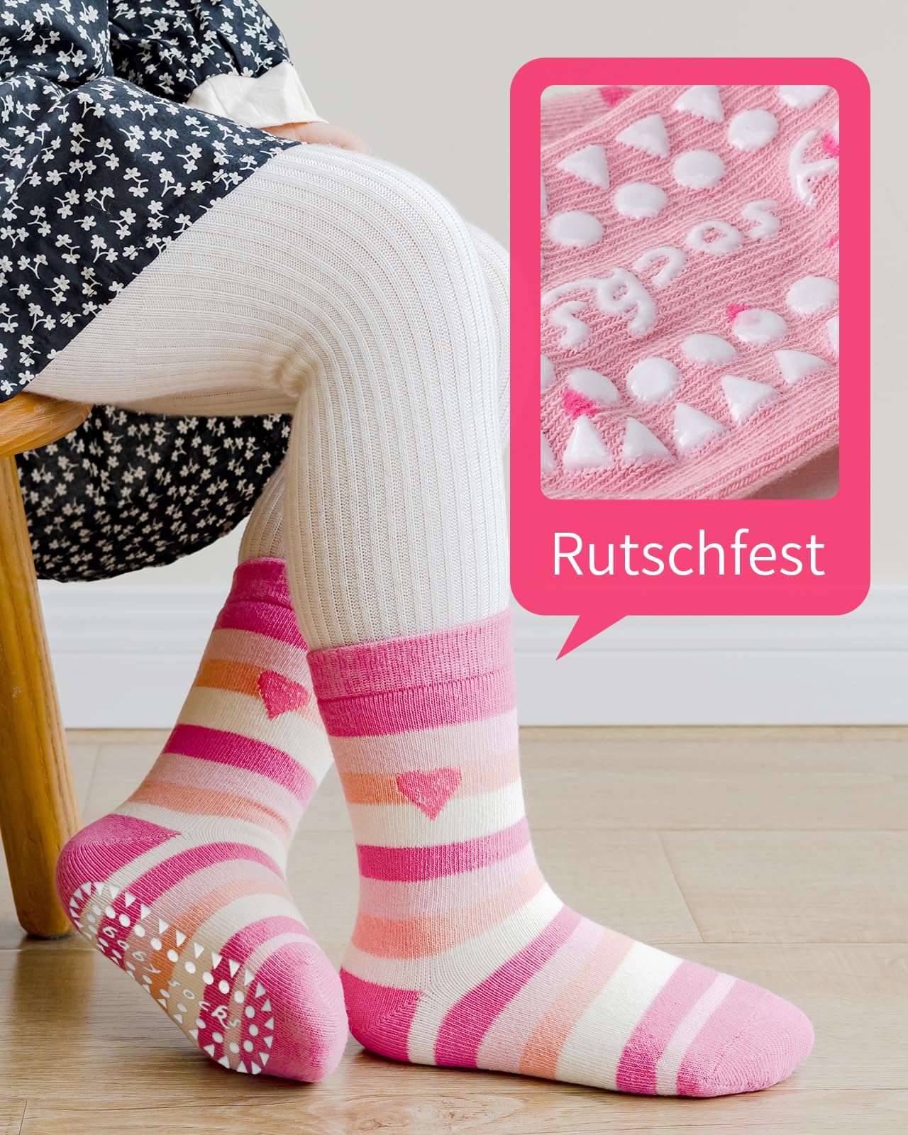 Kyopp 5 Paar Stoppersocken Kinder Baumwolle Socken Jungen Mädchen ABS Anti Rutsch Socken Tiermotive 25-37EU
