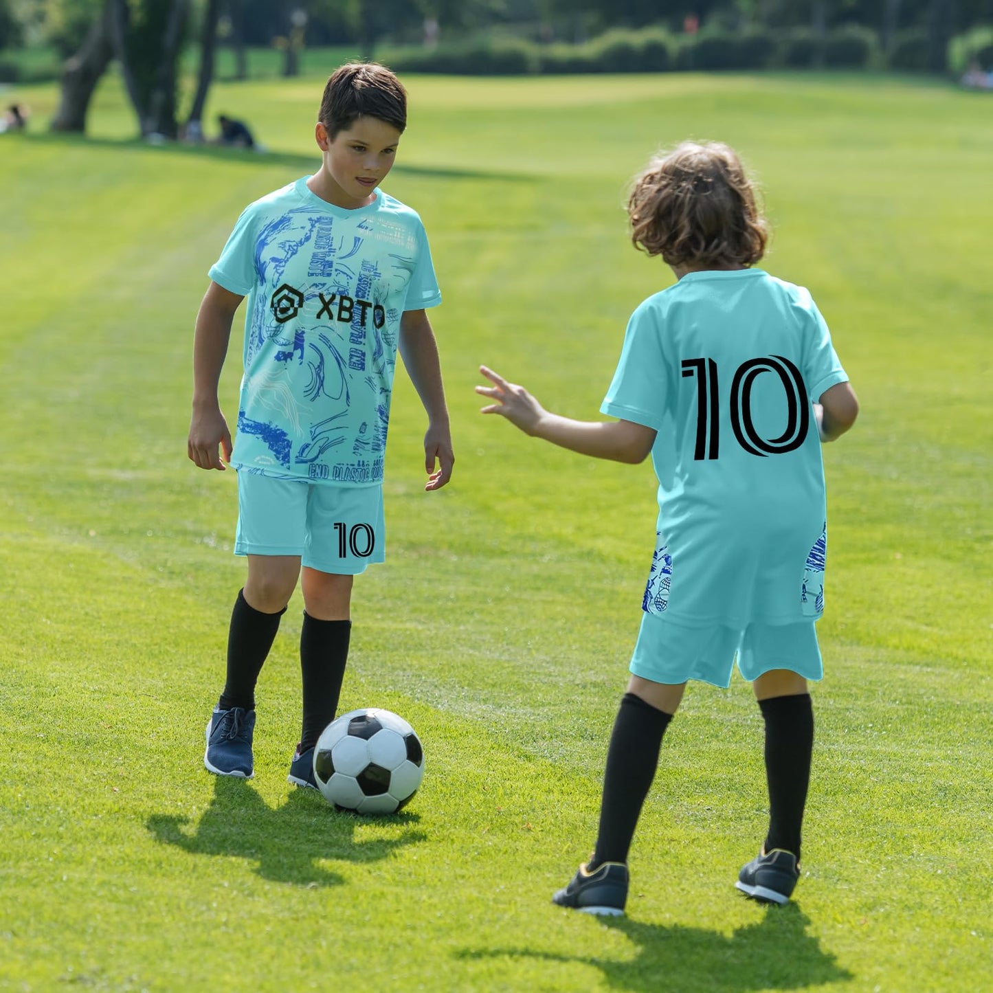 Sternstunde Trikot Sets Kinder, Hause/Auswärts Fußballtrikot für Kinder,Herren Jungen Fussball Jersey Football Trikots, Sportshirt Junge Football Training Tshirts Shorts und Socken Anzug