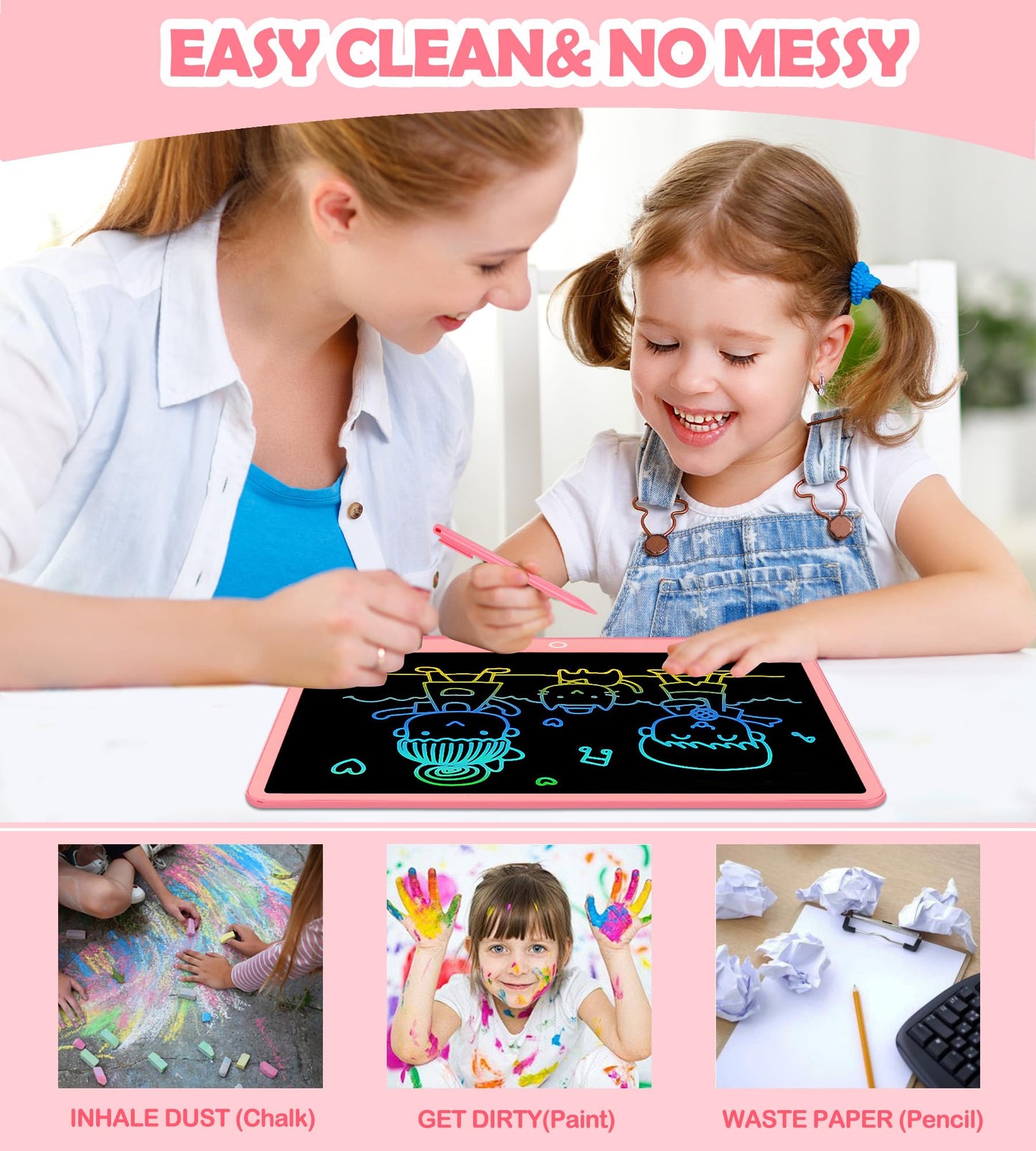 Colourful LCD Writing Board Children 16 Inch Painting Board Magic Board Digital Drawing Writing Tablet Electronic Graphic Tablet 3-12 Year Old Girls Boys Children's Toy Gifts